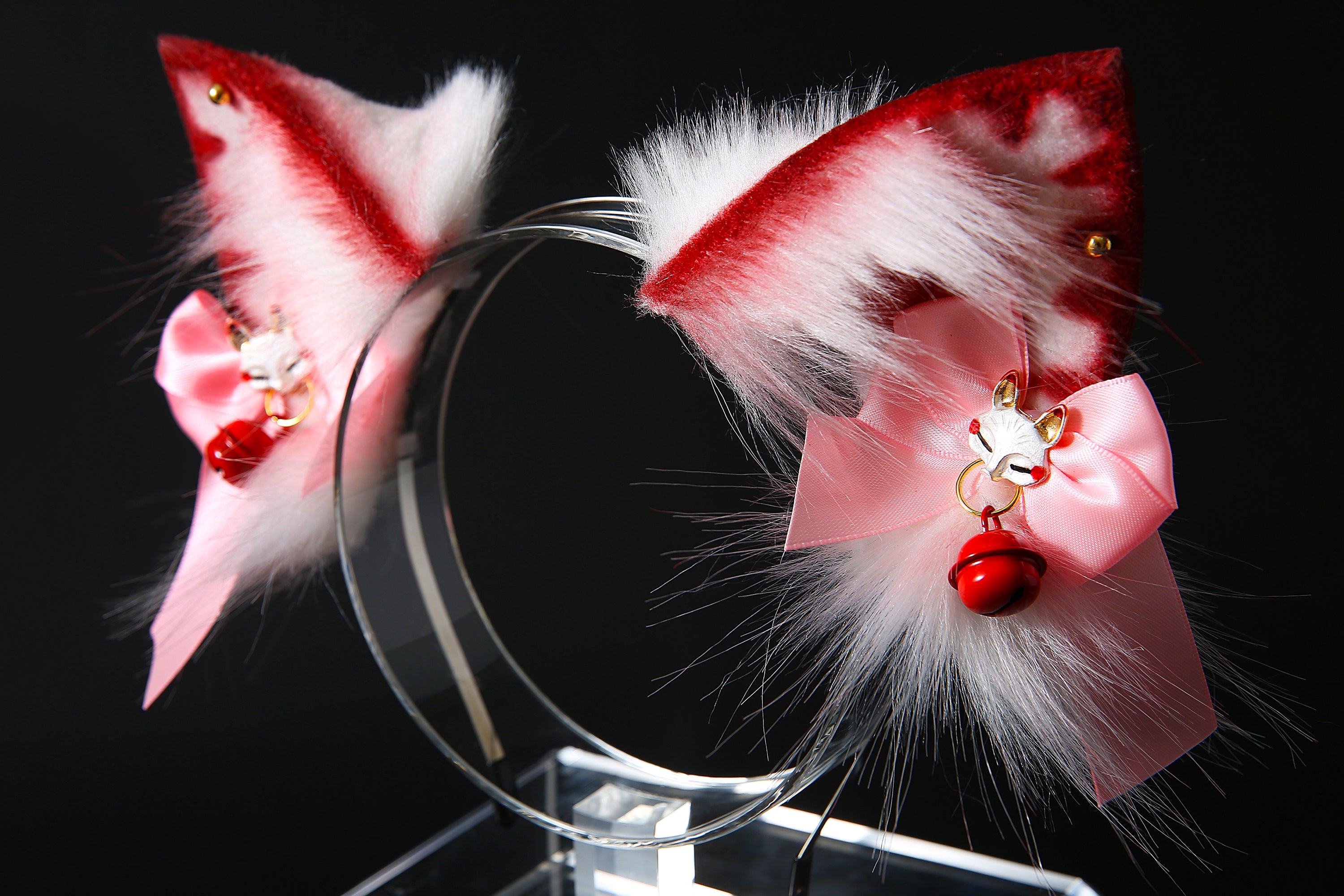 White red cat ear headband and tail set kittenplay