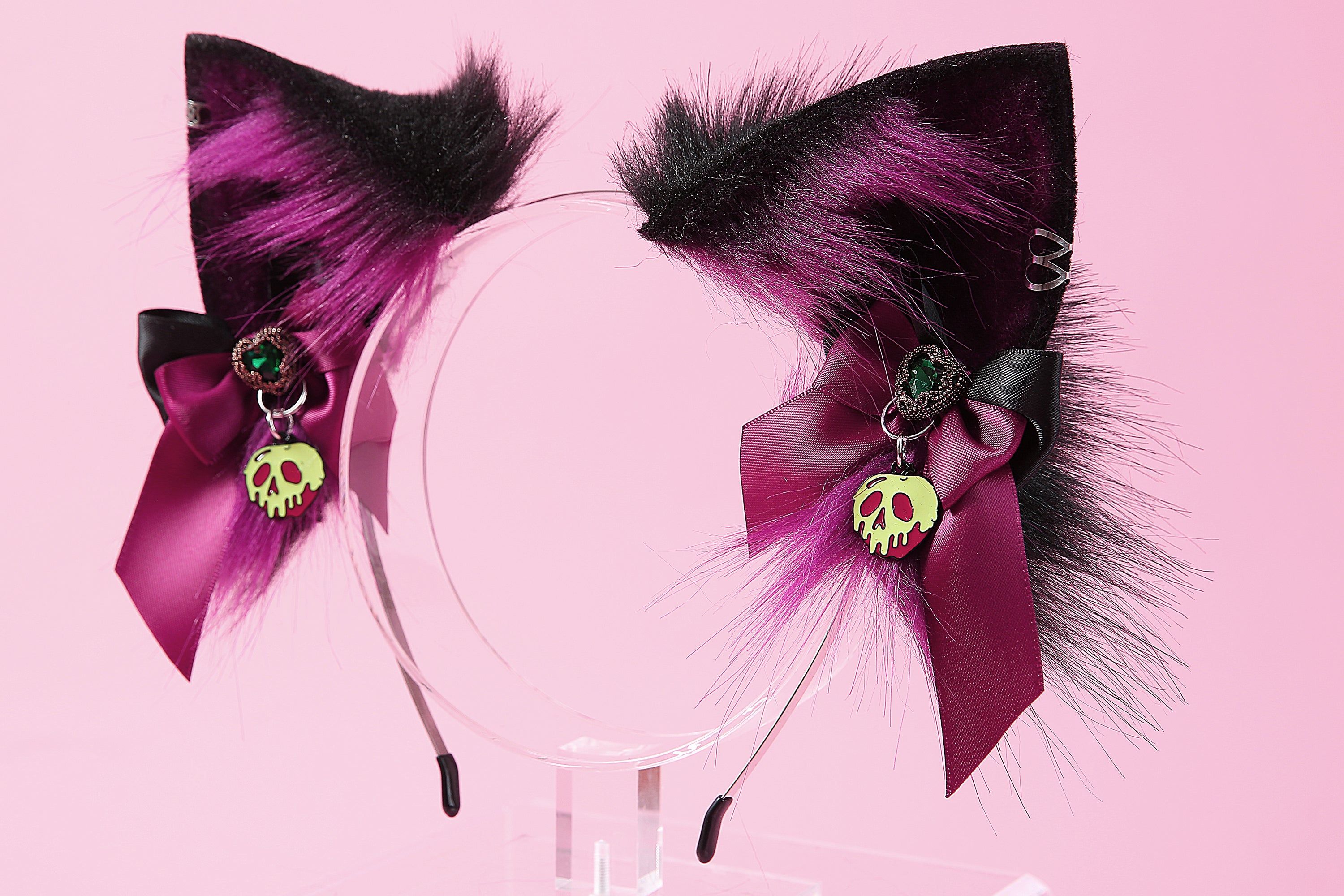 Purple black kitten ear and tail set