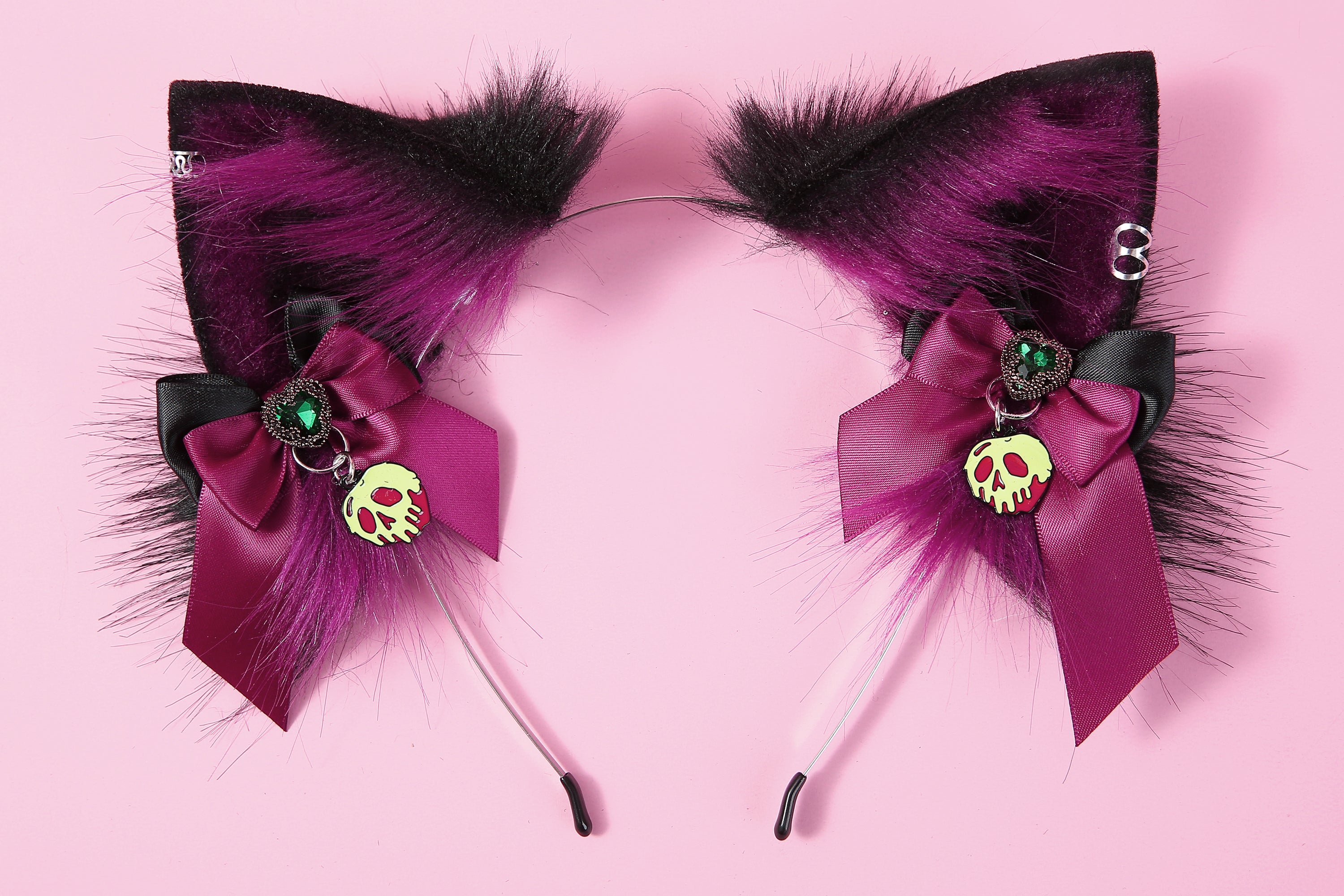 Purple black kitten ear and tail set