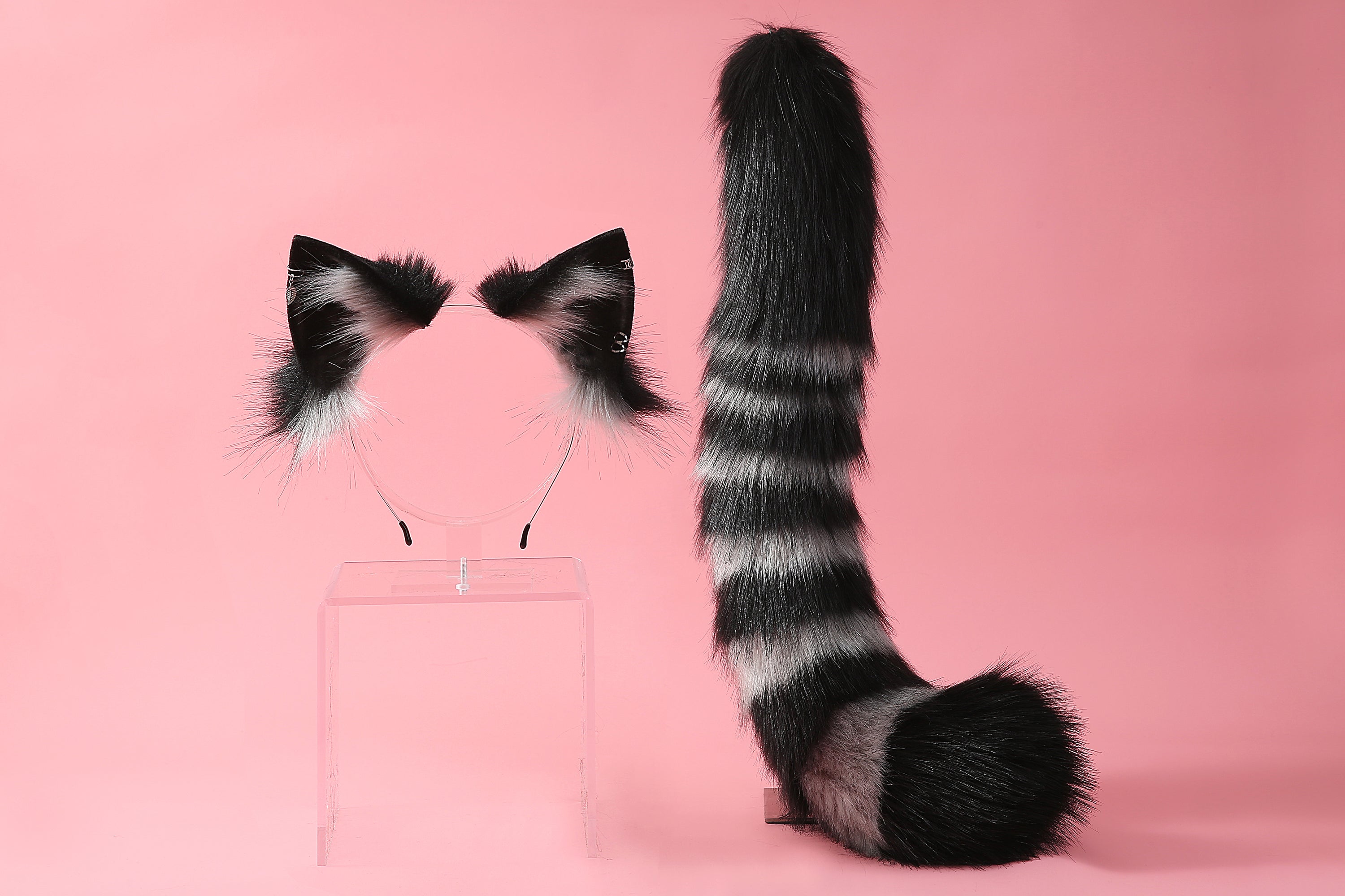 Cat ear headband and tail set kitten ear and tail