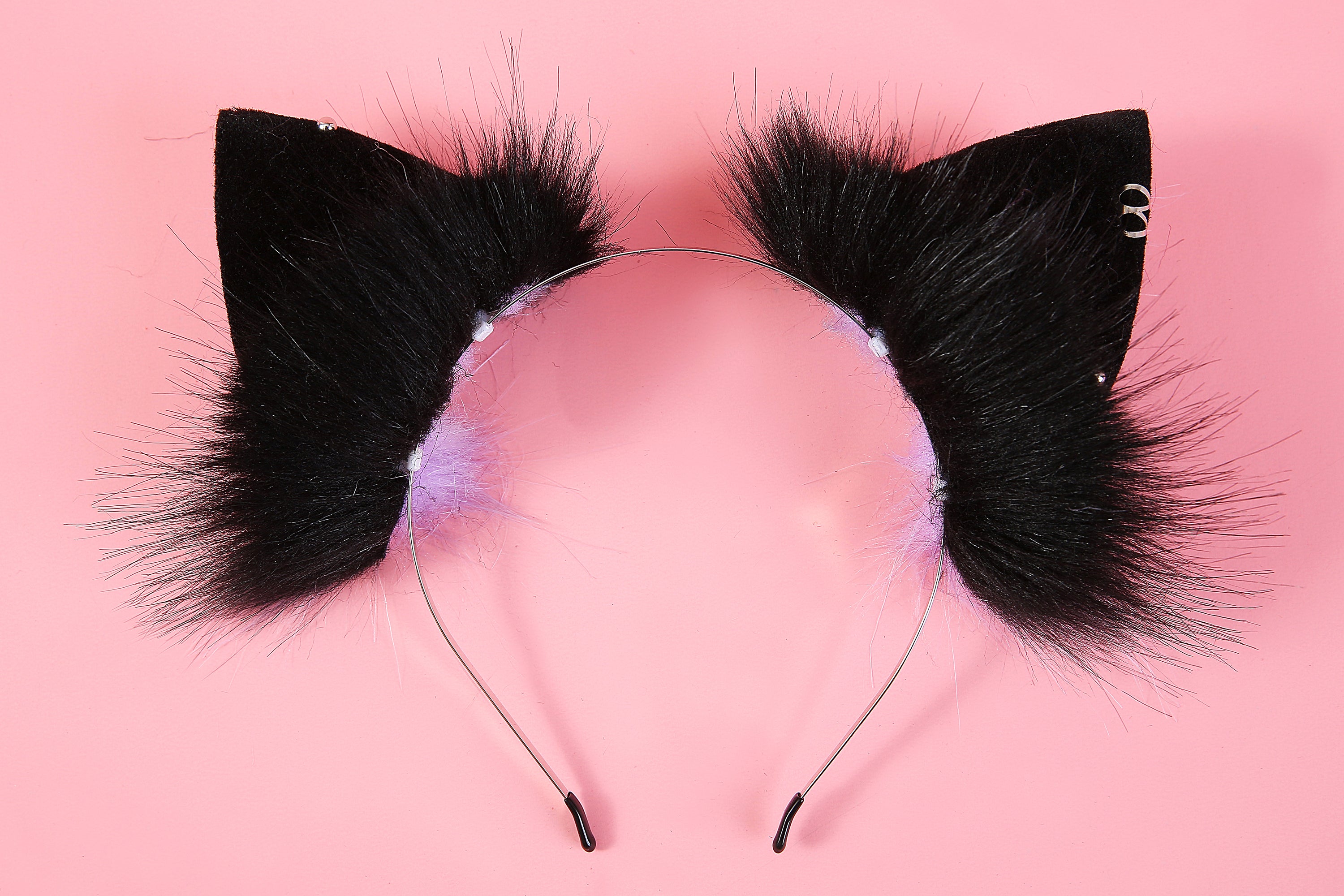 Purple kitten ear and tail set cat ear headband and tail