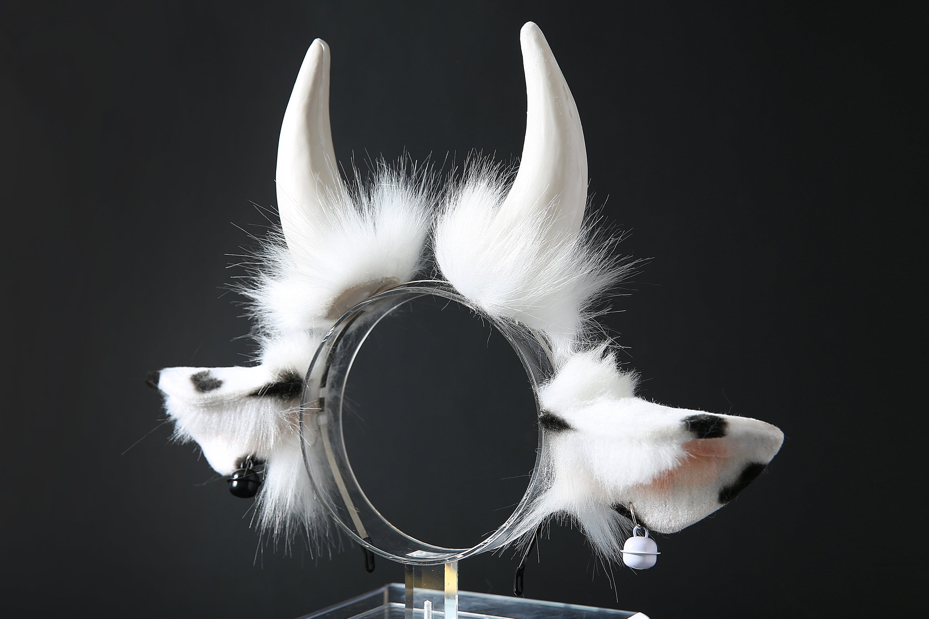 Faux fur cow ears and tail