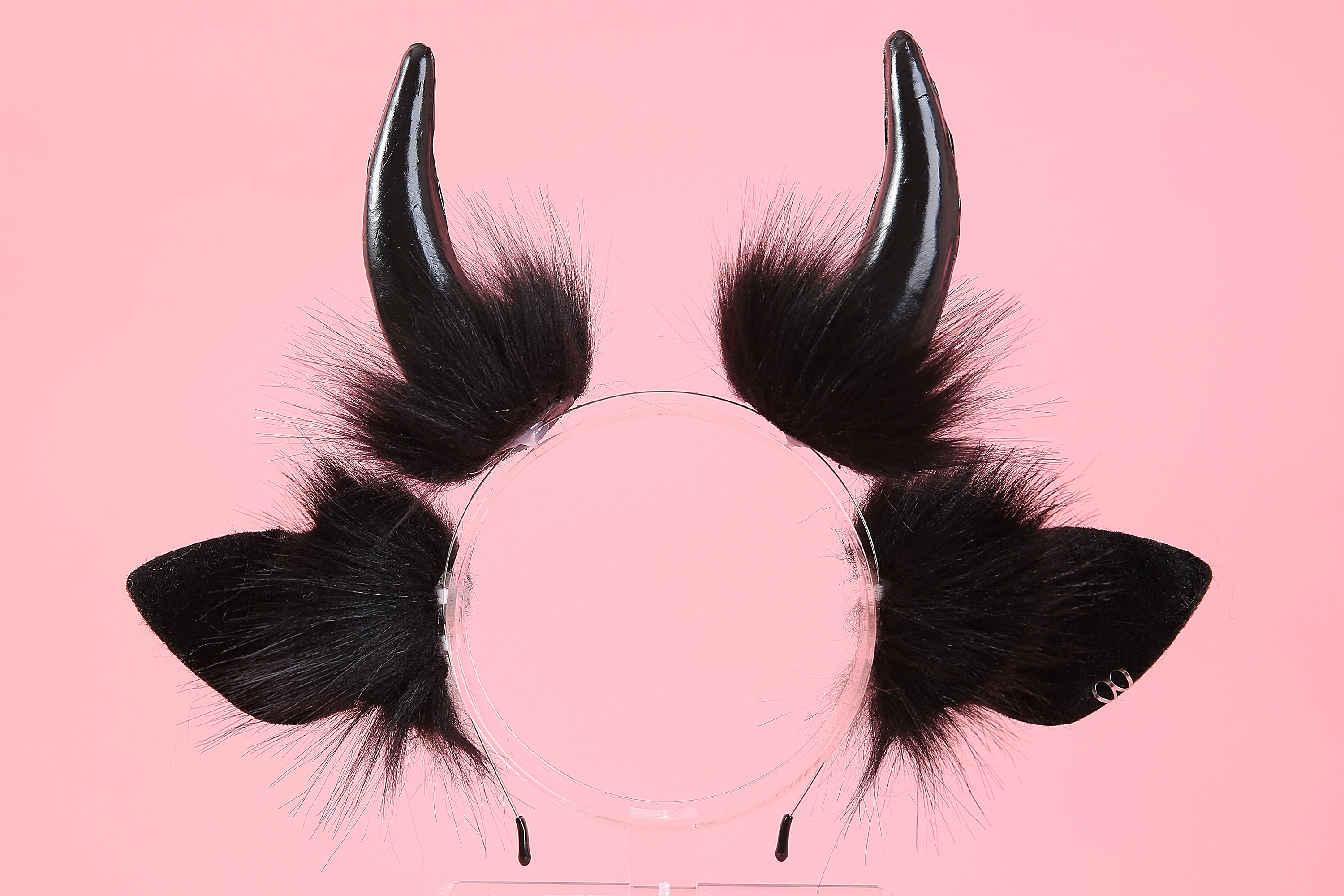 Black cow ears and tail