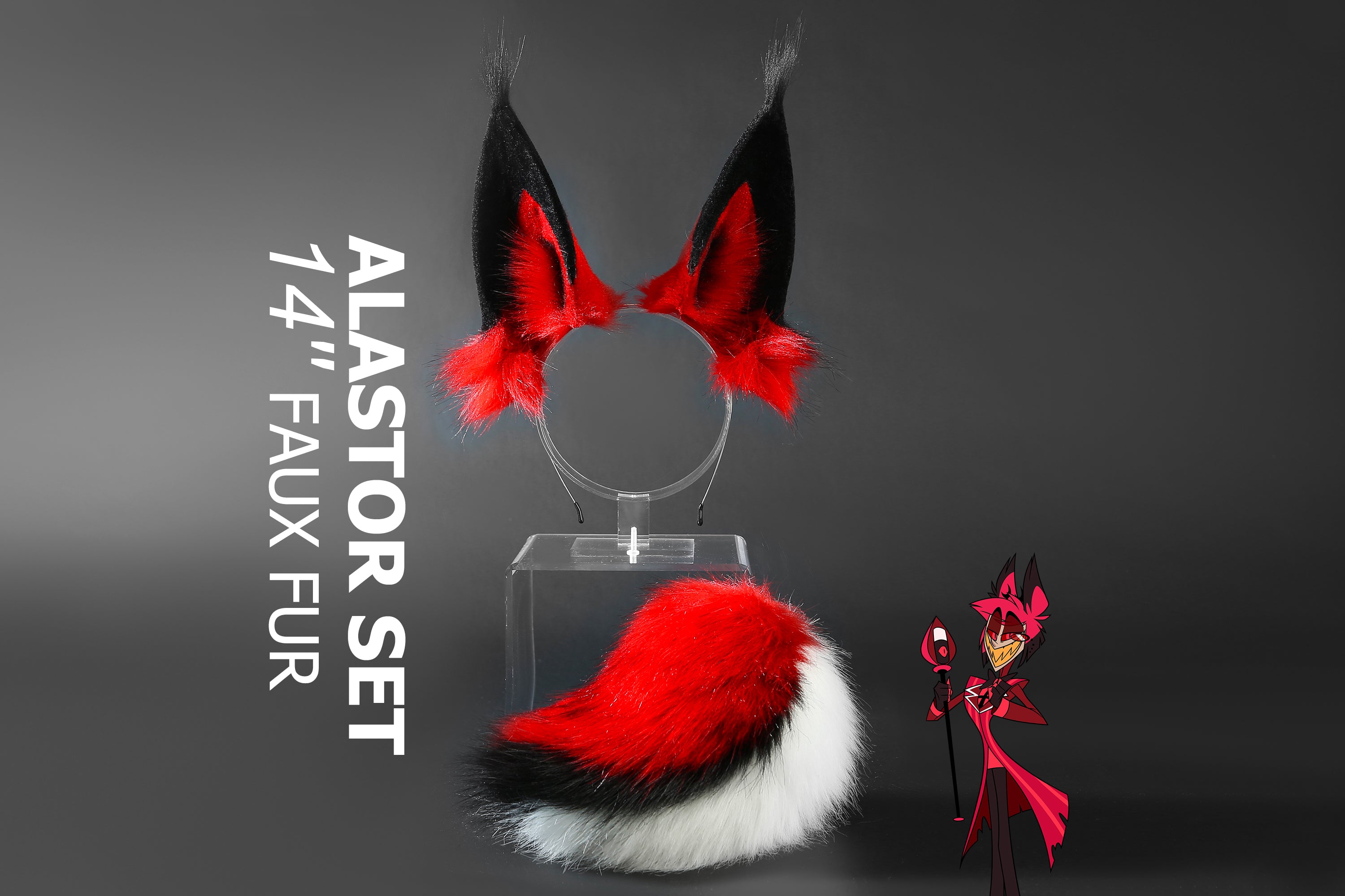 Faux Fur Alastor Ears and Tail  Hazbin Hotel Copsly