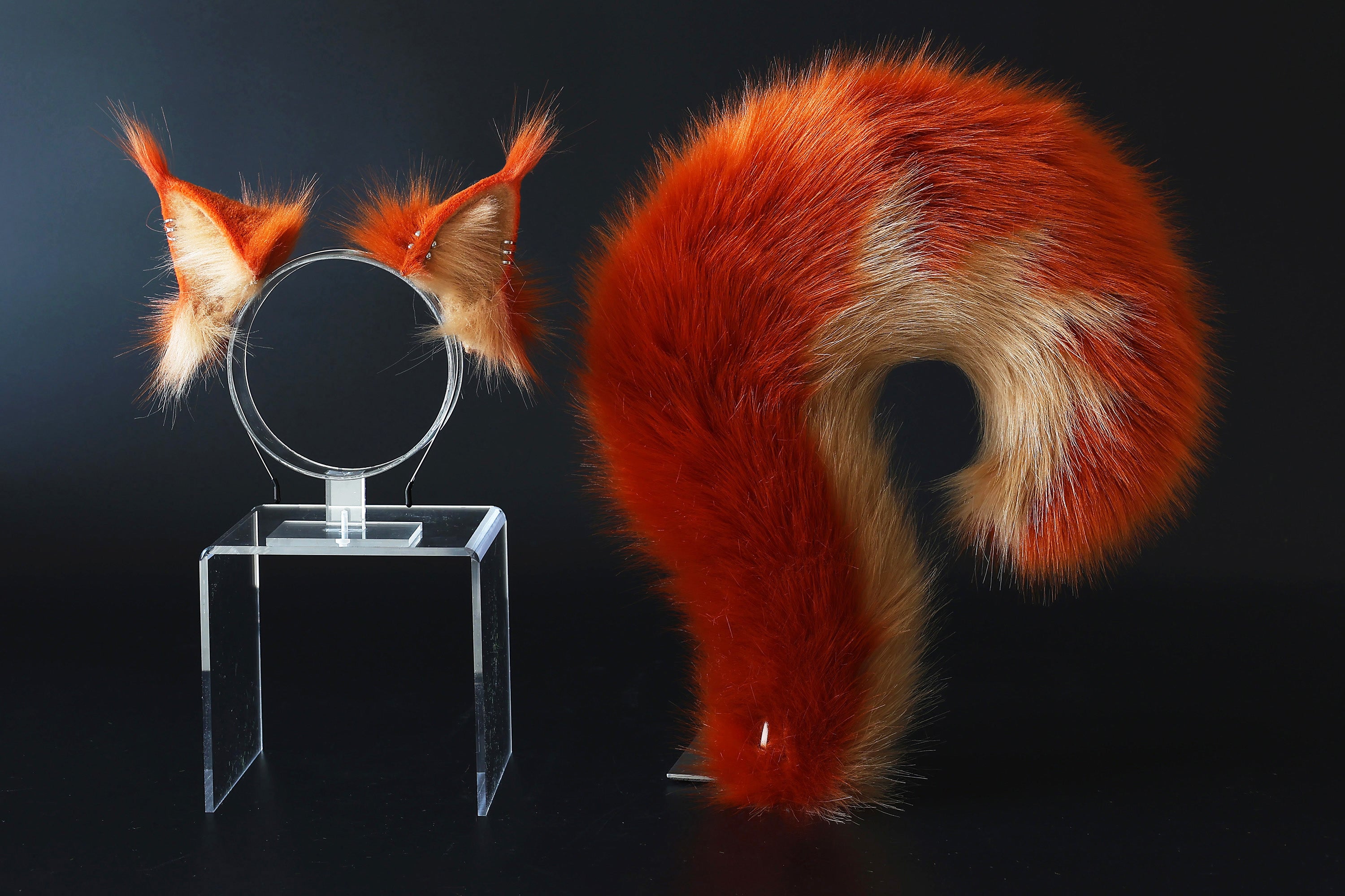 Realistic faux fur squirrel tail butt plug and ear set squirrel ears and tail kemonomimi squirrel therian anime cosplay chipmunks