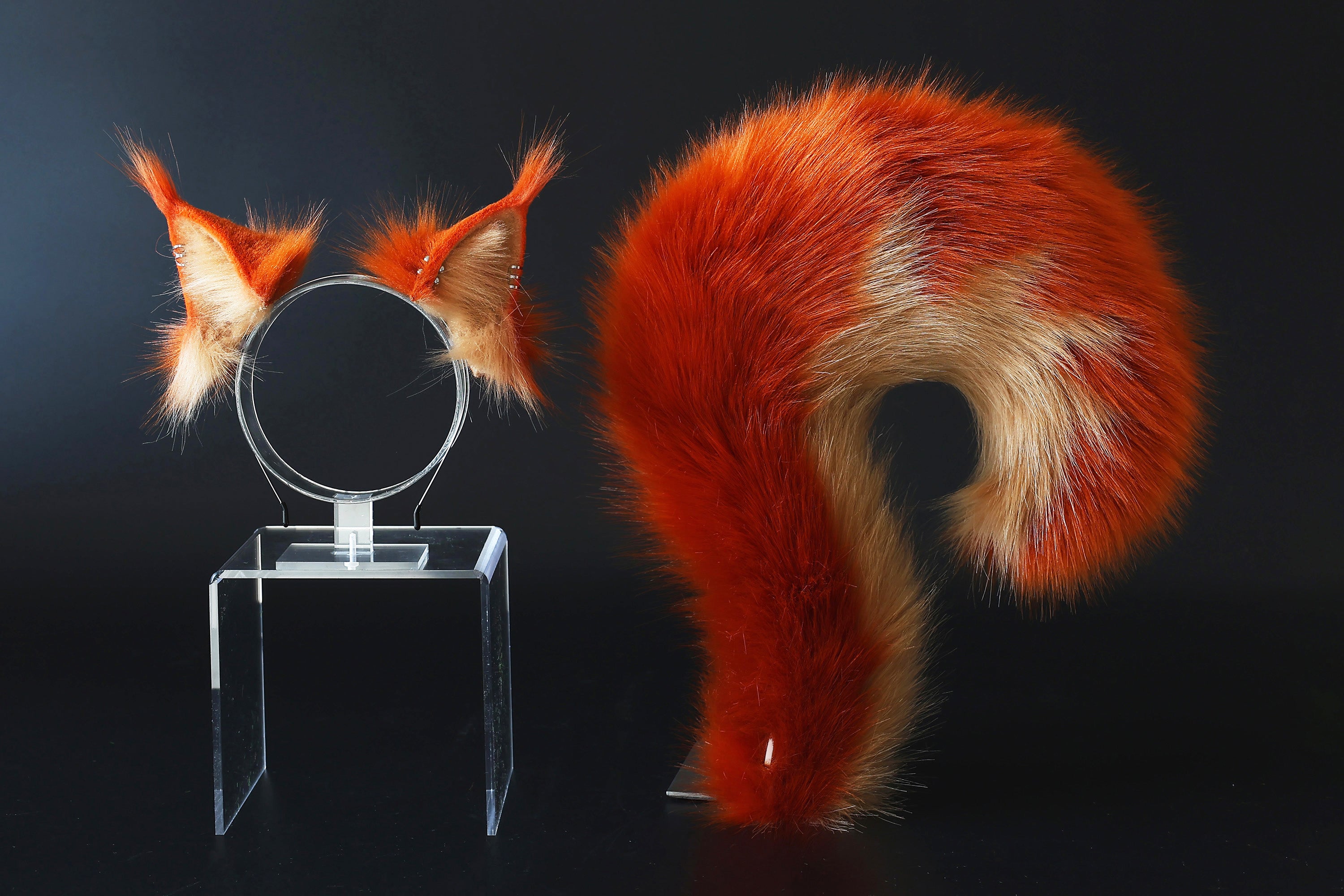 Realistic faux fur squirrel tail butt plug and ear set squirrel ears and tail kemonomimi squirrel therian anime cosplay chipmunks