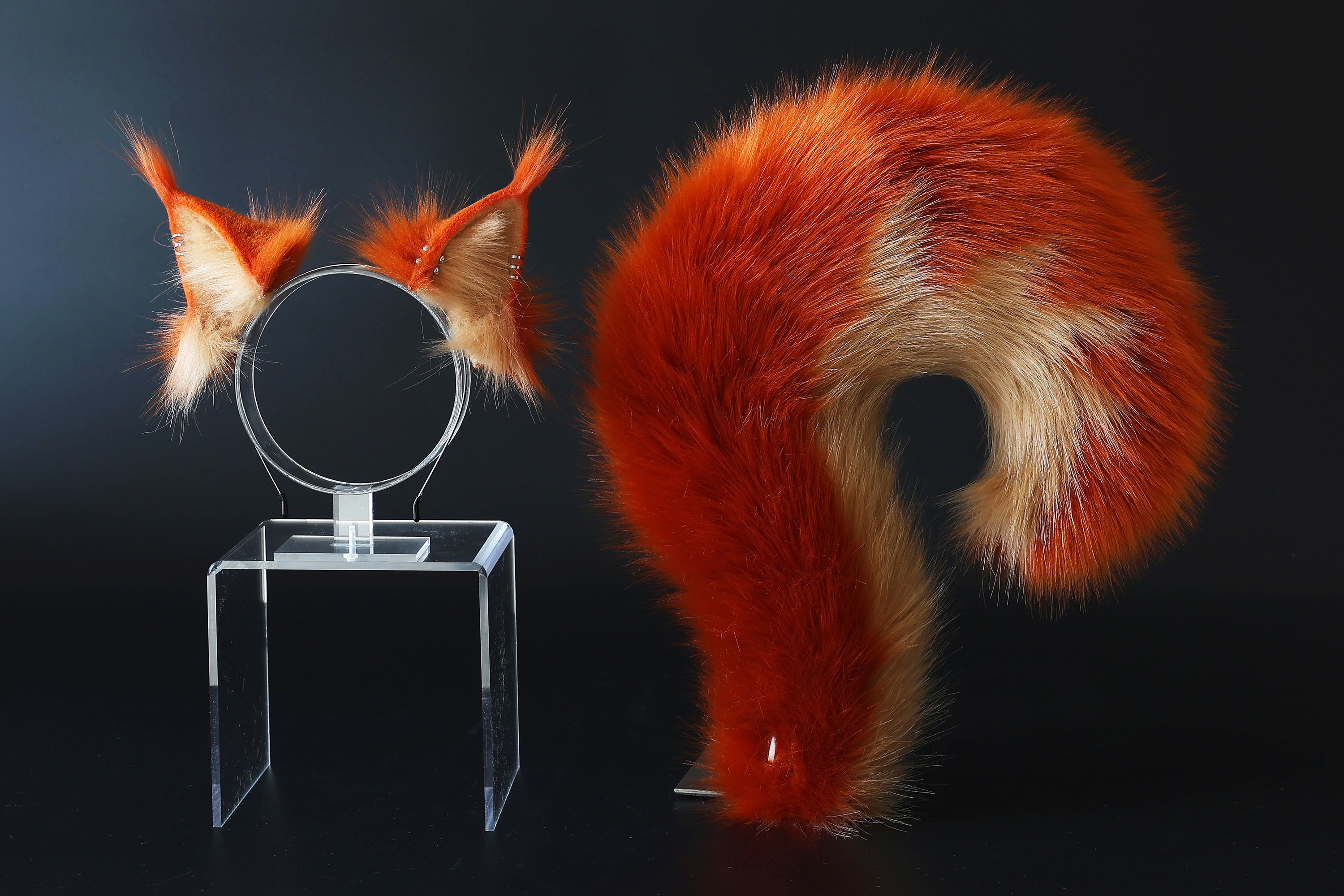 Realistic faux fur squirrel tail butt plug and ear set squirrel ears and tail kemonomimi squirrel therian anime cosplay chipmunks