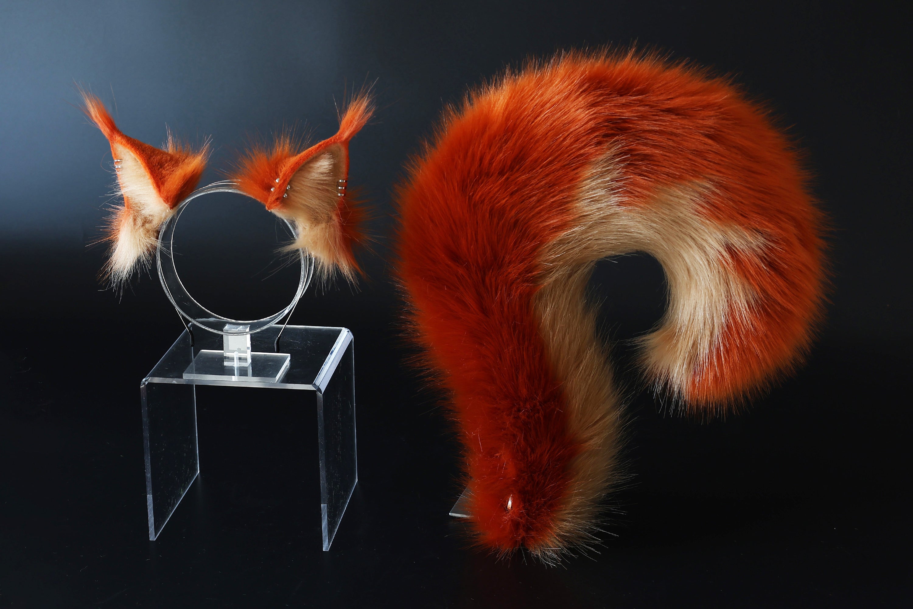Realistic faux fur squirrel tail butt plug and ear set squirrel ears and tail kemonomimi squirrel therian anime cosplay chipmunks