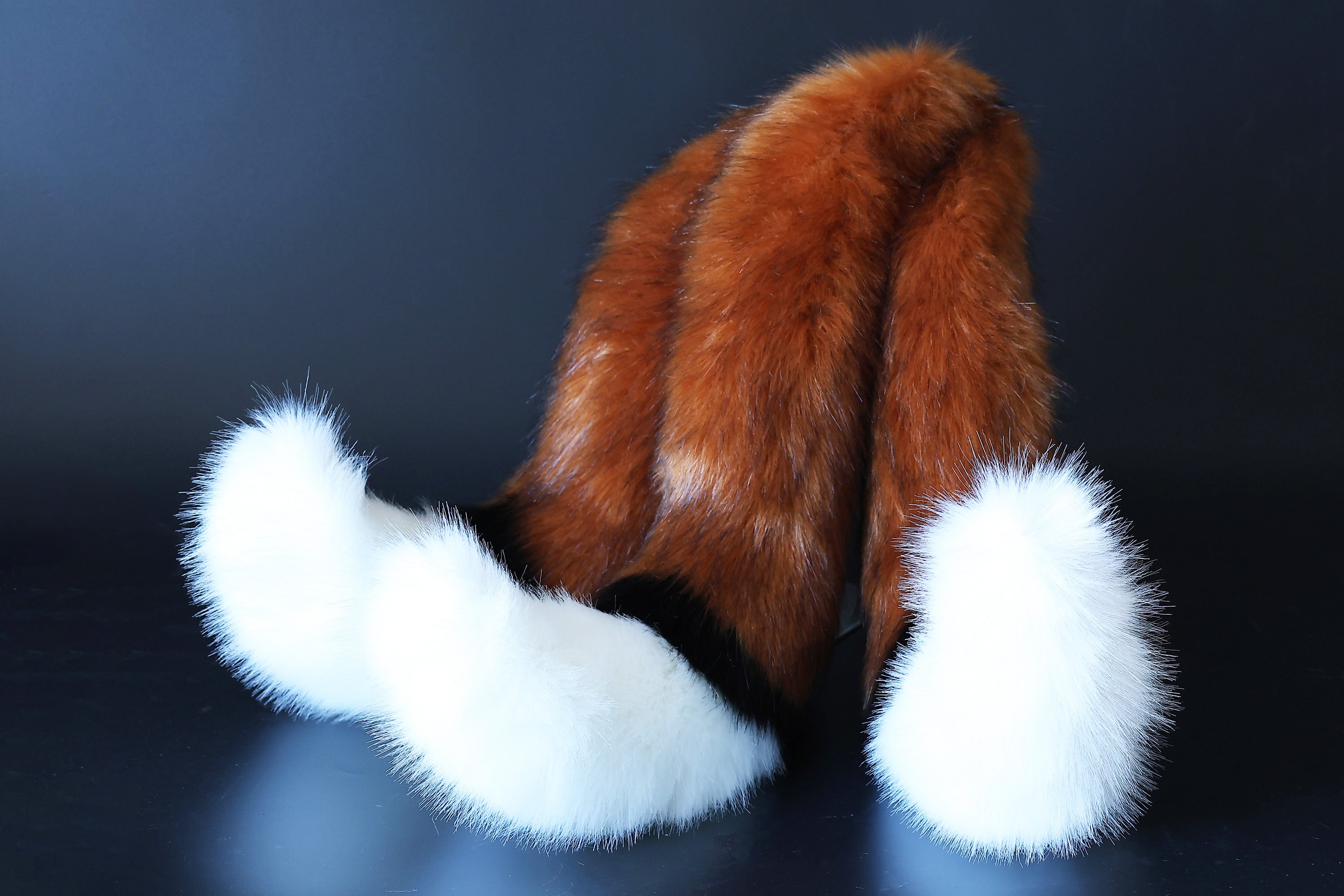 Faux fur 3 tailed kitsune tail plug and ear set 3 fox tails and ears kitten ear and tail set wolf ear and tail anime cosplay role play