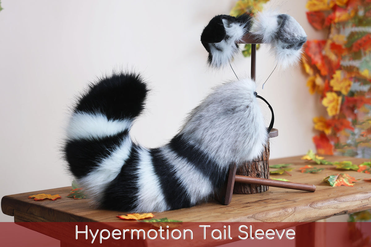 Hyper motion puppy tail sleeve and ears faux fur dog sleeves for silicone base - super motion tail covers - therian puppy kemonomimi furry