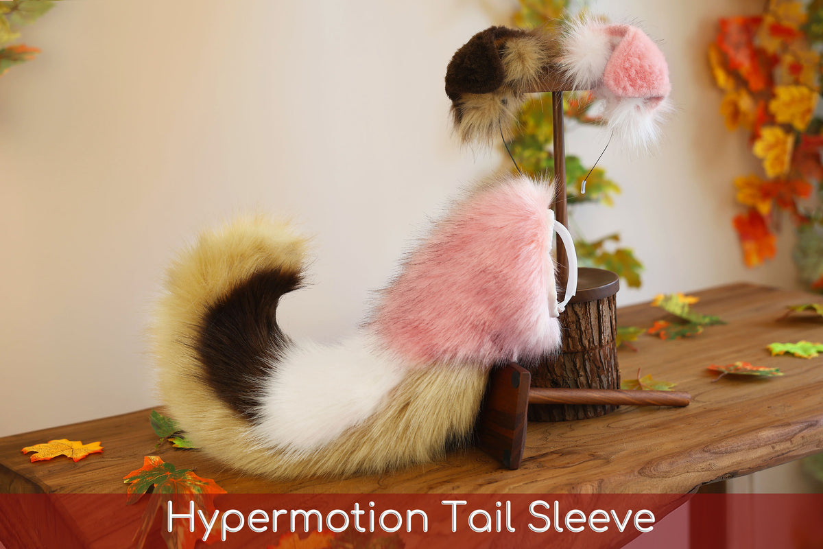 Hyper motion puppy tail sleeve and ears faux fur dog sleeves for silicone base - super motion tail covers - therian puppy kemonomimi furry