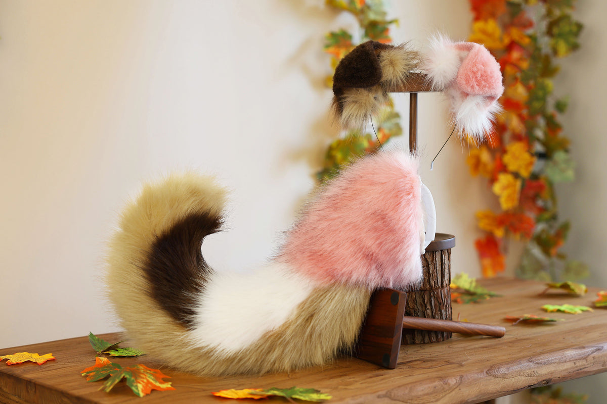 Hyper motion puppy tail sleeve and ears faux fur dog sleeves for silicone base - super motion tail covers - therian puppy kemonomimi furry