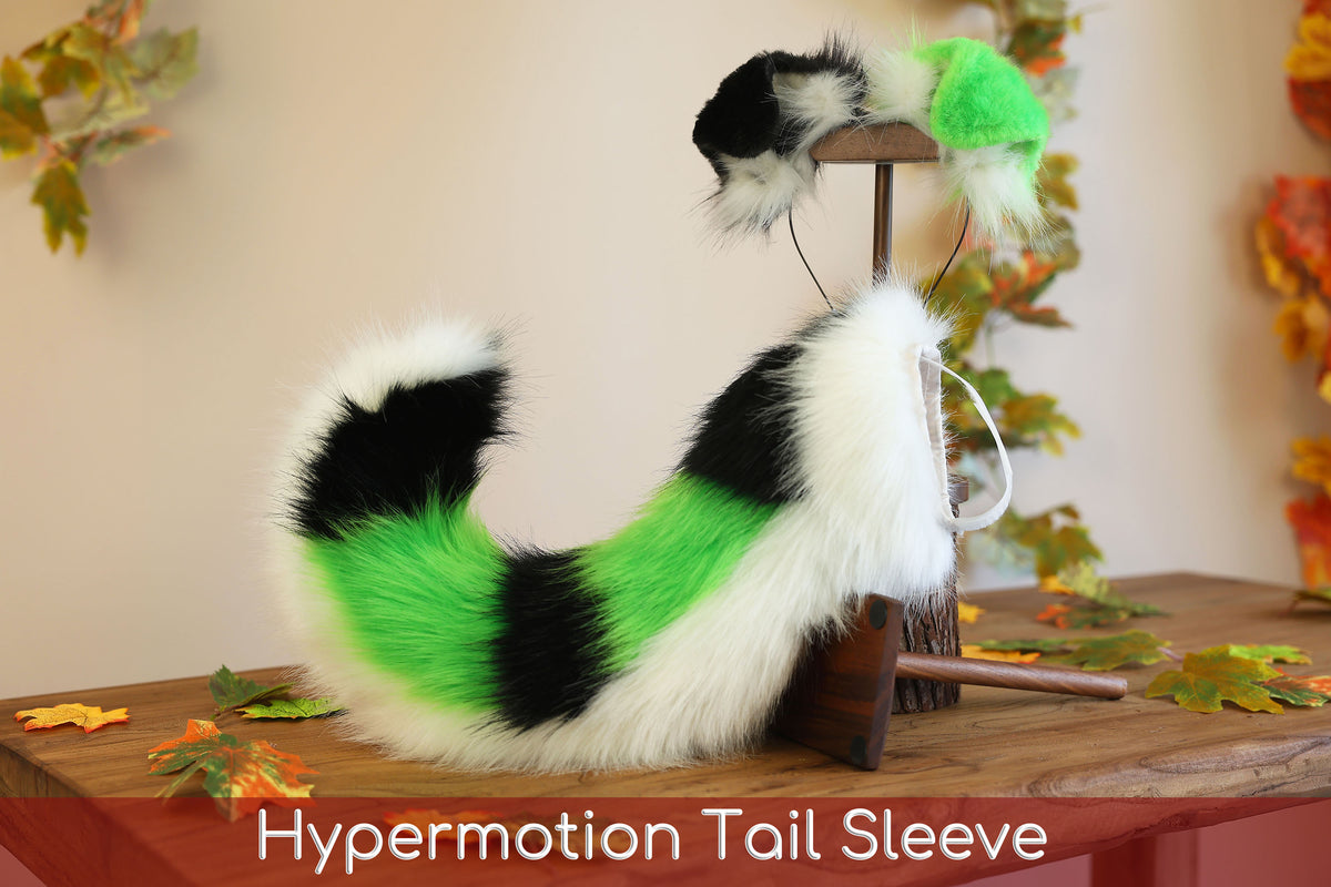 Hyper motion puppy tail sleeve and ears faux fur dog sleeves for silicone base - super motion tail covers - therian puppy kemonomimi furry