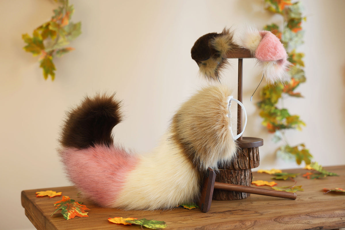 Hyper motion puppy tail sleeve and ears faux fur dog sleeves for silicone base - super motion tail covers - therian puppy kemonomimi furry
