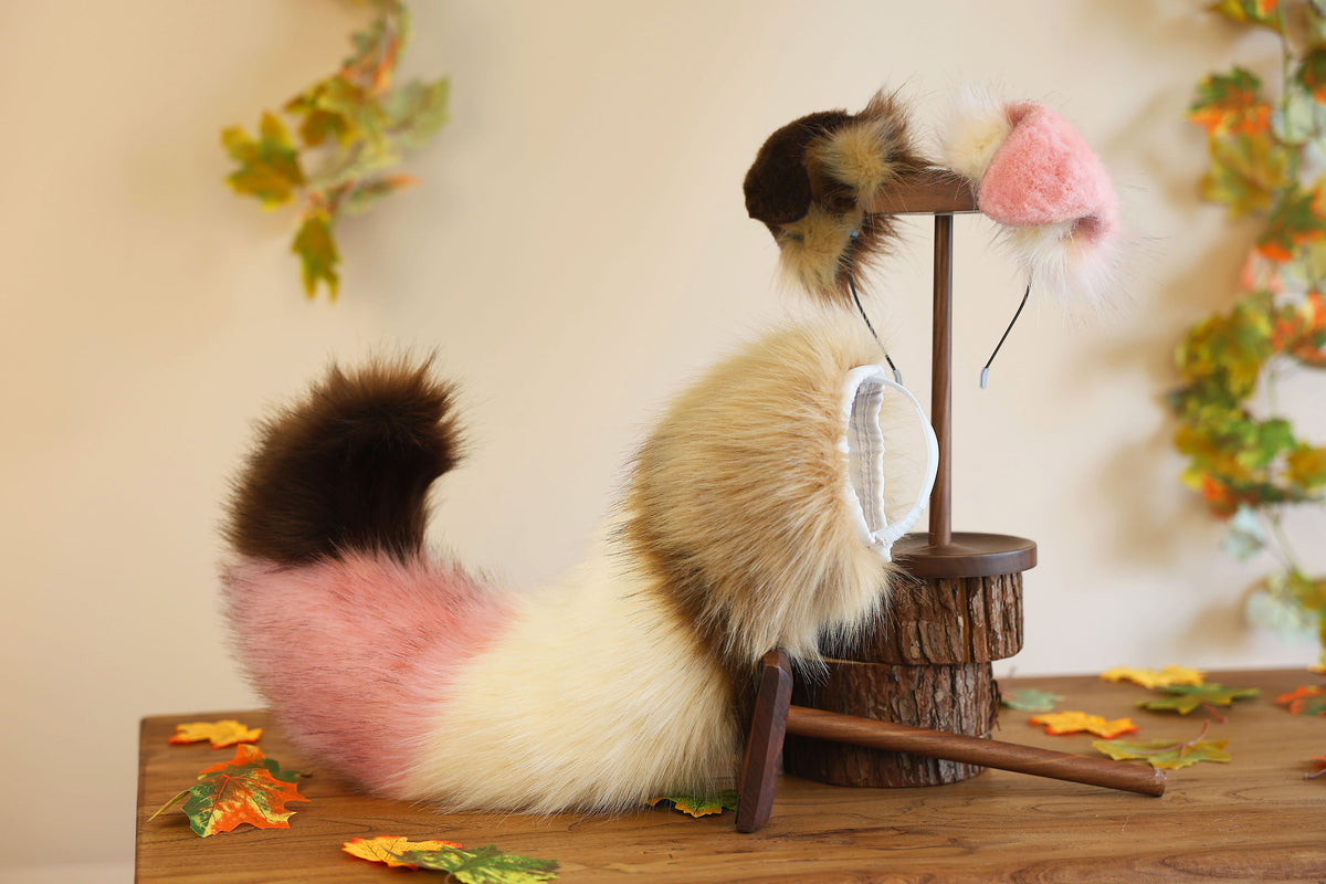 Hyper motion puppy tail sleeve and ears faux fur dog sleeves for silicone base - super motion tail covers - therian puppy kemonomimi furry