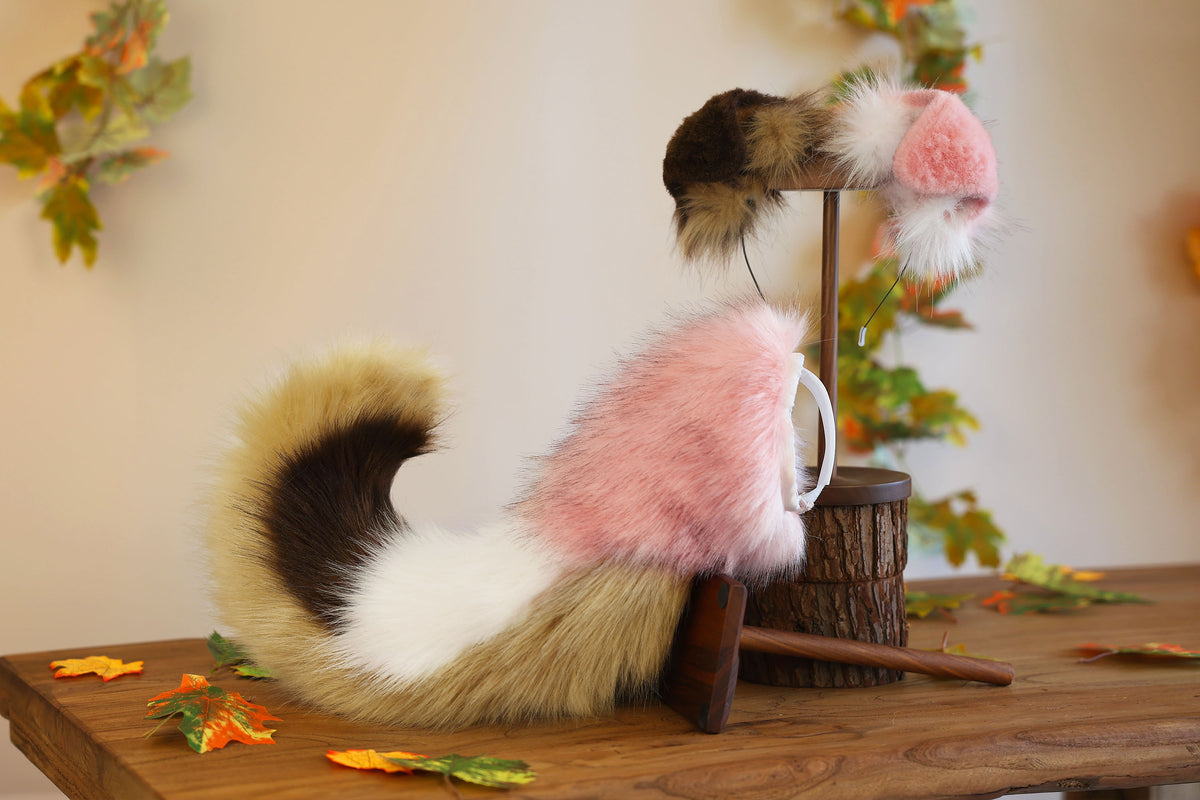 Hyper motion puppy tail sleeve and ears faux fur dog sleeves for silicone base - super motion tail covers - therian puppy kemonomimi furry