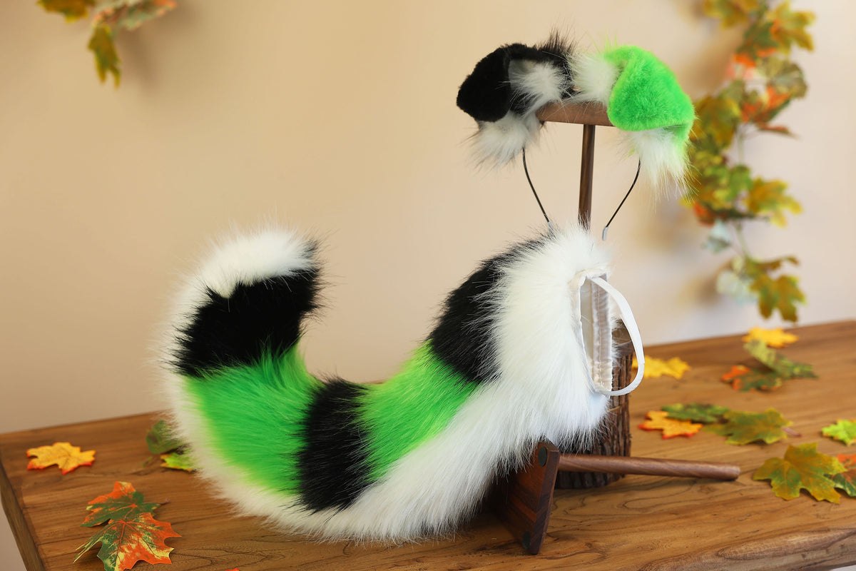 Hyper motion puppy tail sleeve and ears faux fur dog sleeves for silicone base - super motion tail covers - therian puppy kemonomimi furry