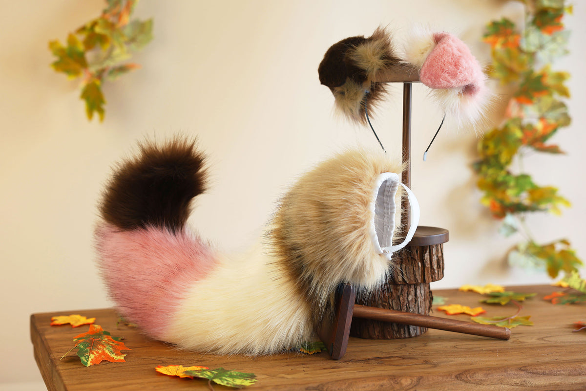 Hyper motion puppy tail sleeve and ears faux fur dog sleeves for silicone base - super motion tail covers - therian puppy kemonomimi furry