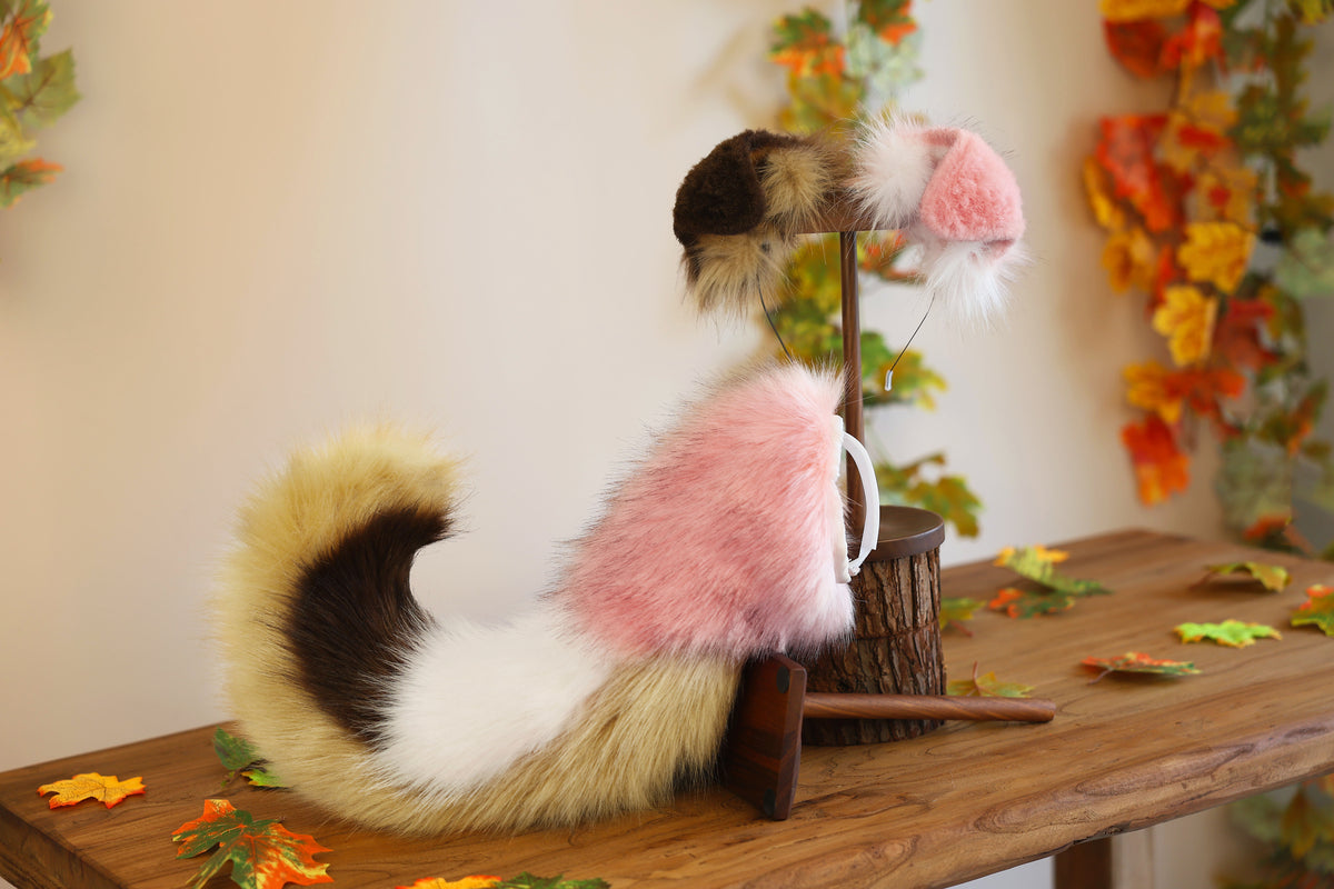 Hyper motion puppy tail sleeve and ears faux fur dog sleeves for silicone base - super motion tail covers - therian puppy kemonomimi furry