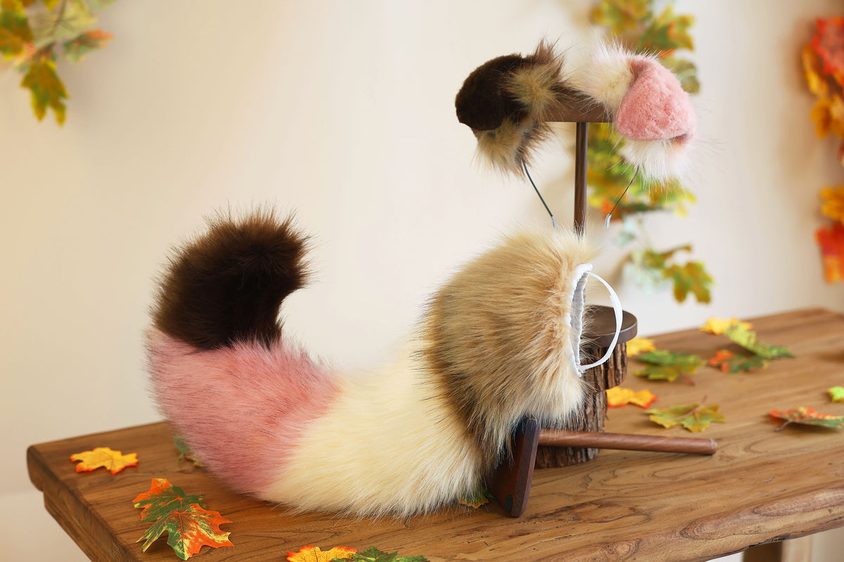 Hyper motion puppy tail sleeve and ears faux fur dog sleeves for silicone base - super motion tail covers - therian puppy kemonomimi furry