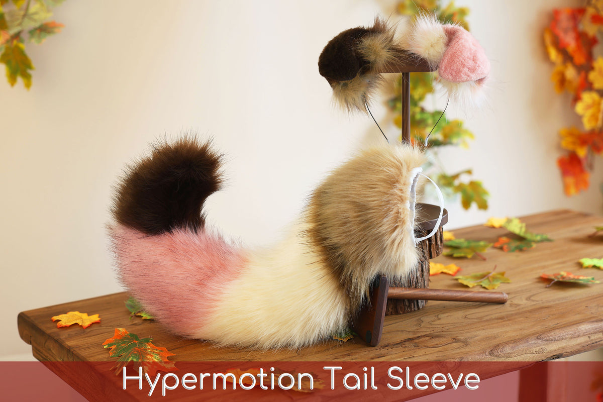 Hyper motion puppy tail sleeve and ears faux fur dog sleeves for silicone base - super motion tail covers - therian puppy kemonomimi furry