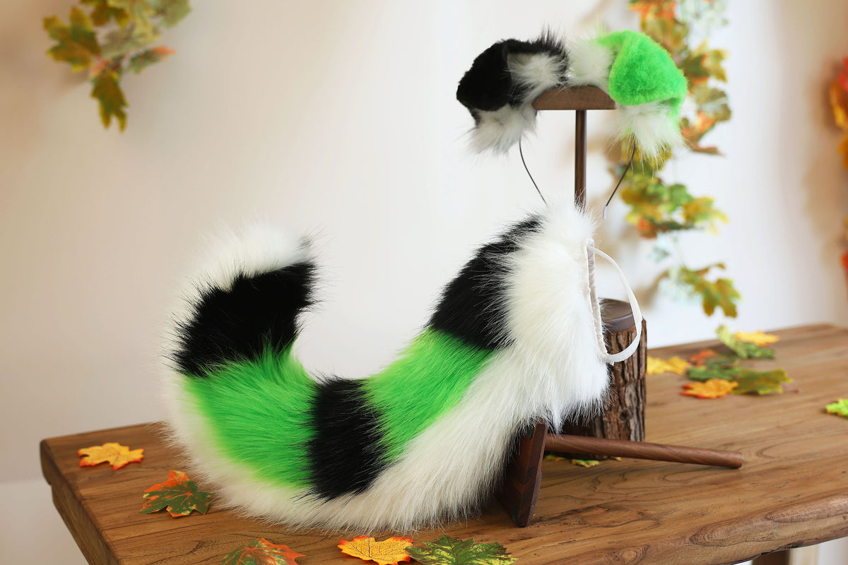 Hyper motion puppy tail sleeve and ears faux fur dog sleeves for silicone base - super motion tail covers - therian puppy kemonomimi furry