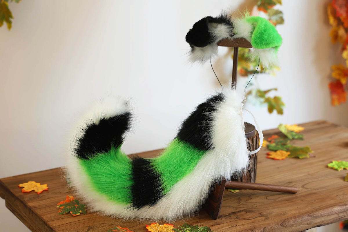 Hyper motion puppy tail sleeve and ears faux fur dog sleeves for silicone base - super motion tail covers - therian puppy kemonomimi furry
