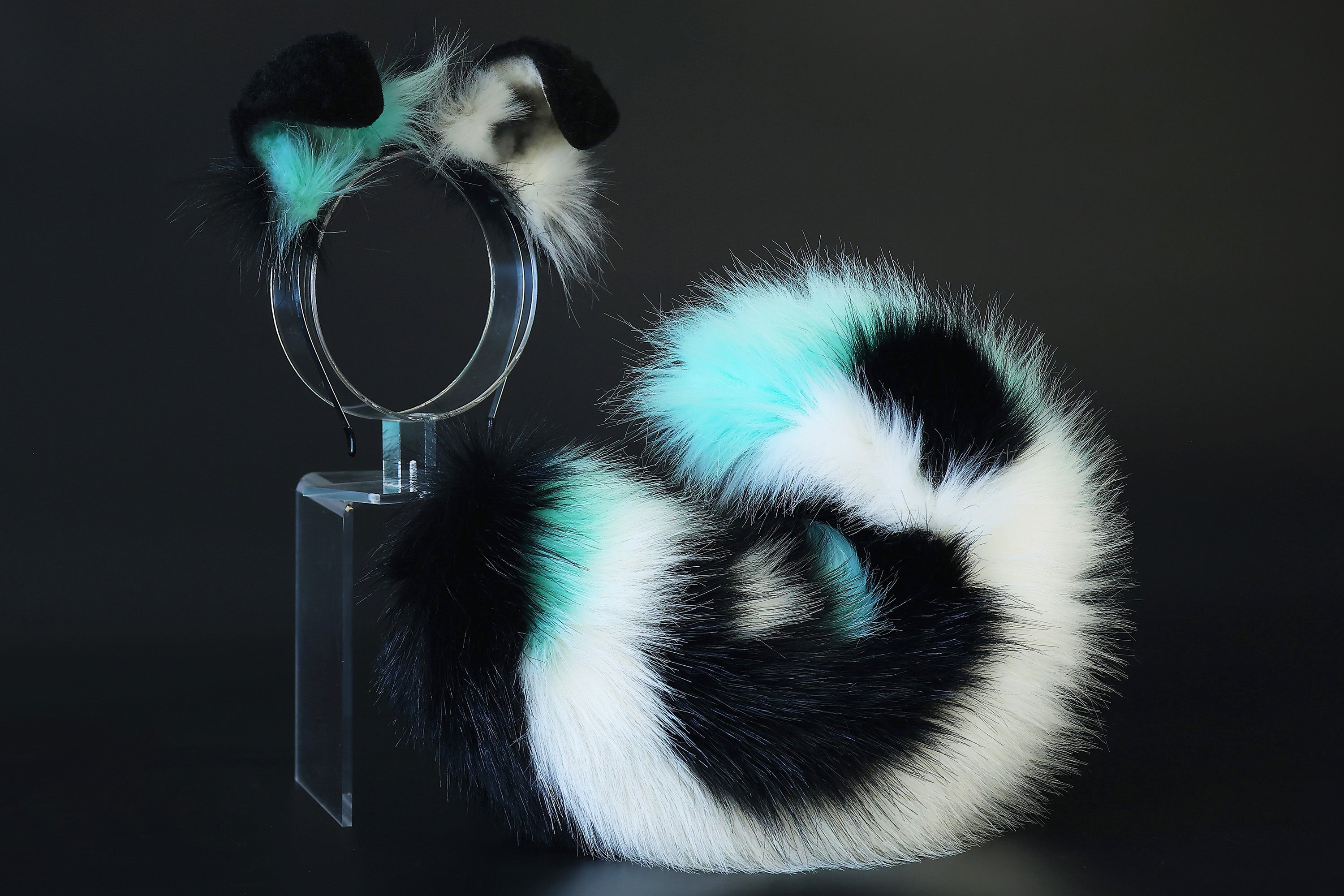 Lake blue faux fur shepherd dog tail and ear Splicing Shiba Inu dog ear and tail anime cosplay therian puppy ear tail butt plug dog girl kemonomimi puppy furry