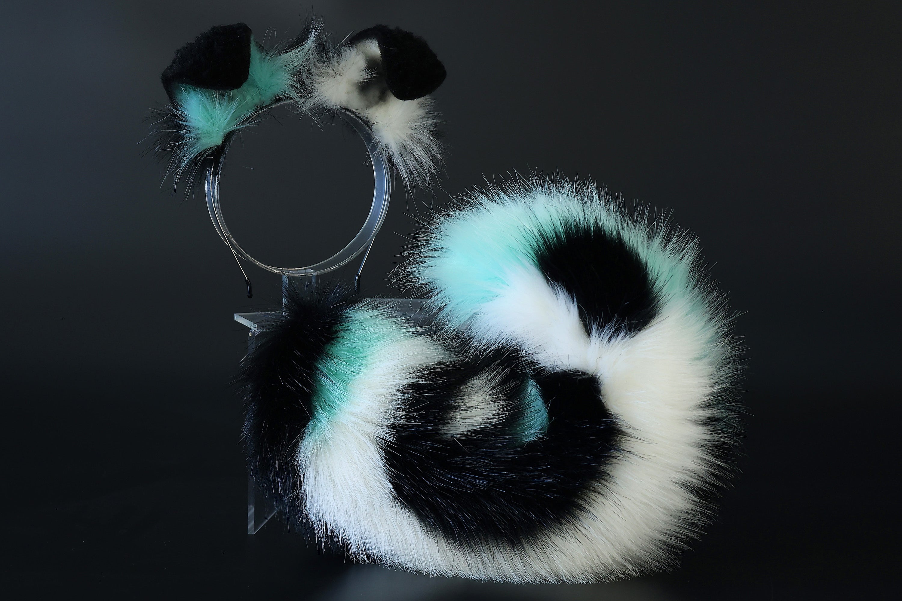 Lake blue faux fur shepherd dog tail and ear Splicing Shiba Inu dog ear and tail anime cosplay therian puppy ear tail butt plug dog girl kemonomimi puppy furry