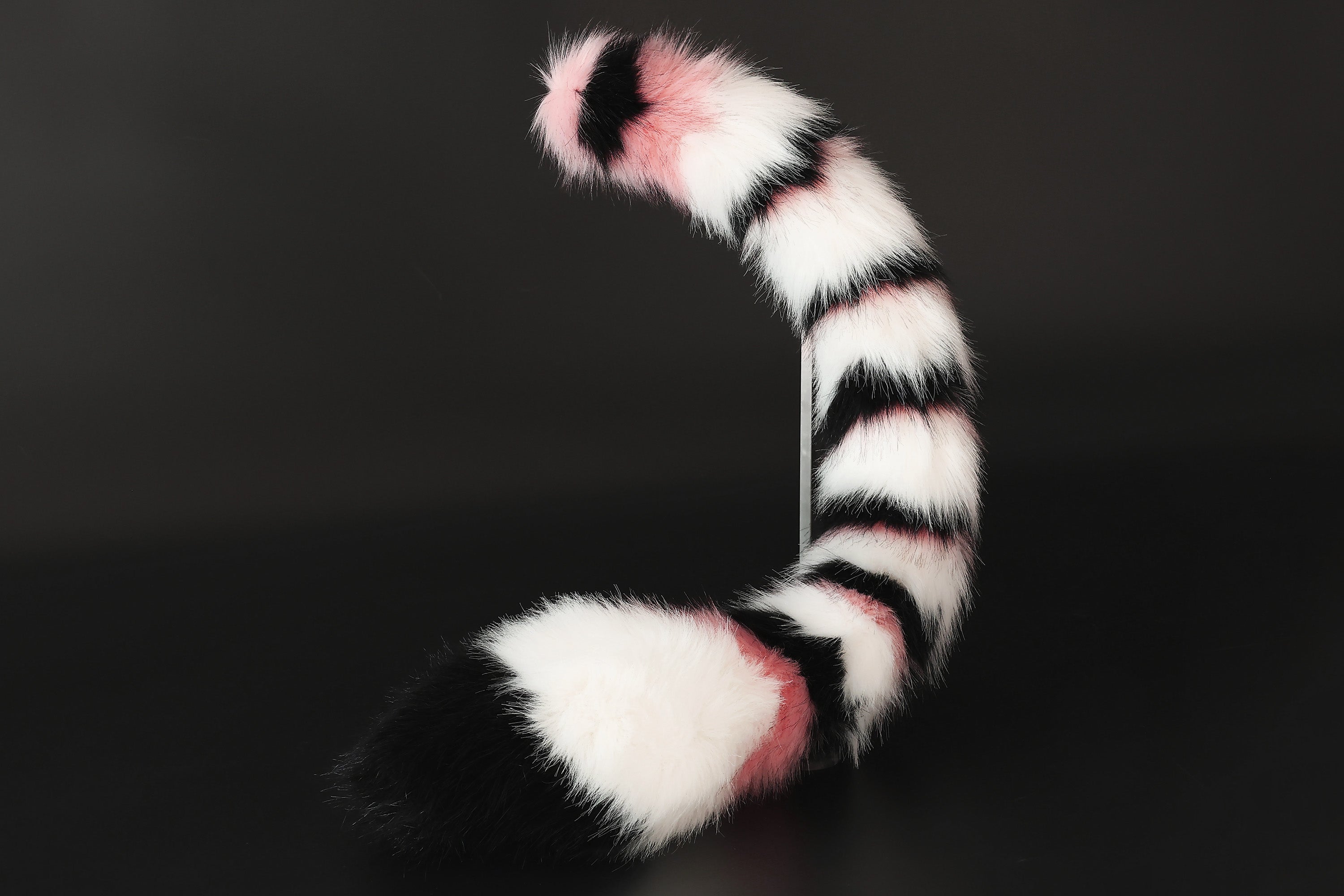 Multicolor stitching faux fur cat ears and tail butt plug curved fox tail and ears wolf tail and ears kitten ears and tail set anime cosplay role play