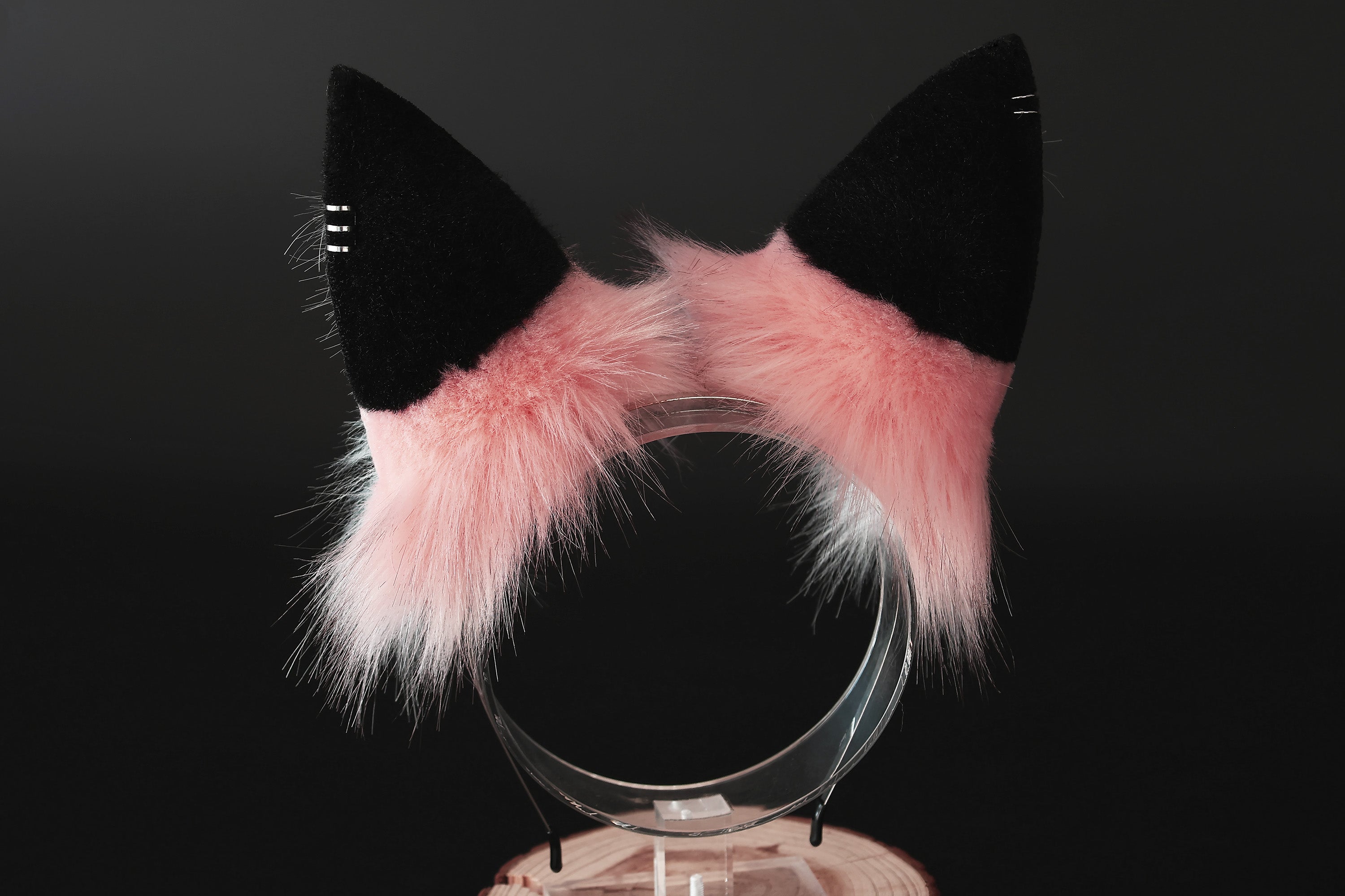 Multicolor stitching faux fur cat ears and tail butt plug curved fox tail and ears wolf tail and ears kitten ears and tail set anime cosplay role play
