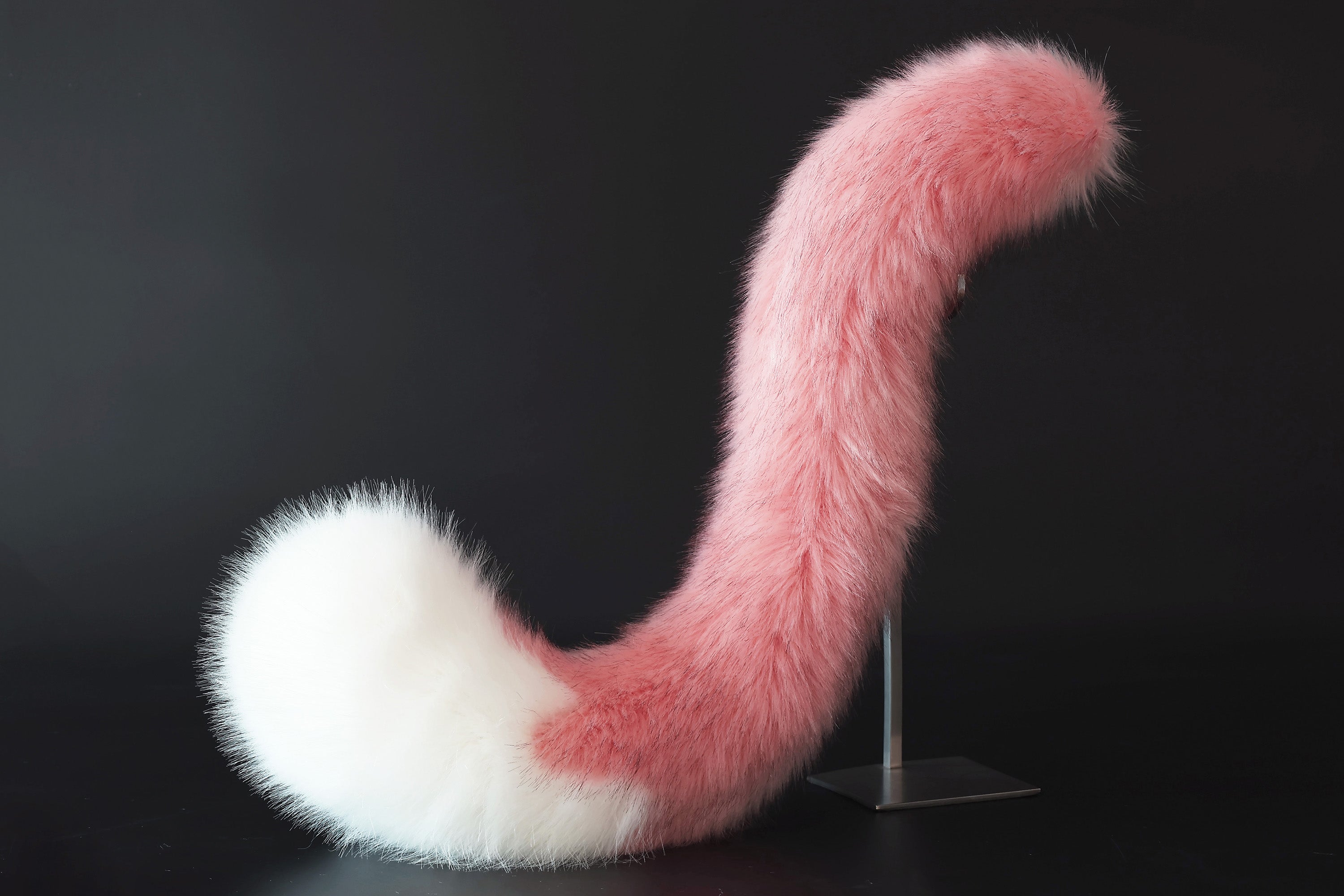 Pink and white stitching cat tail and ears kitten ears and tail set fox ears and tail curved wolf tail and ears anime cosplay role play