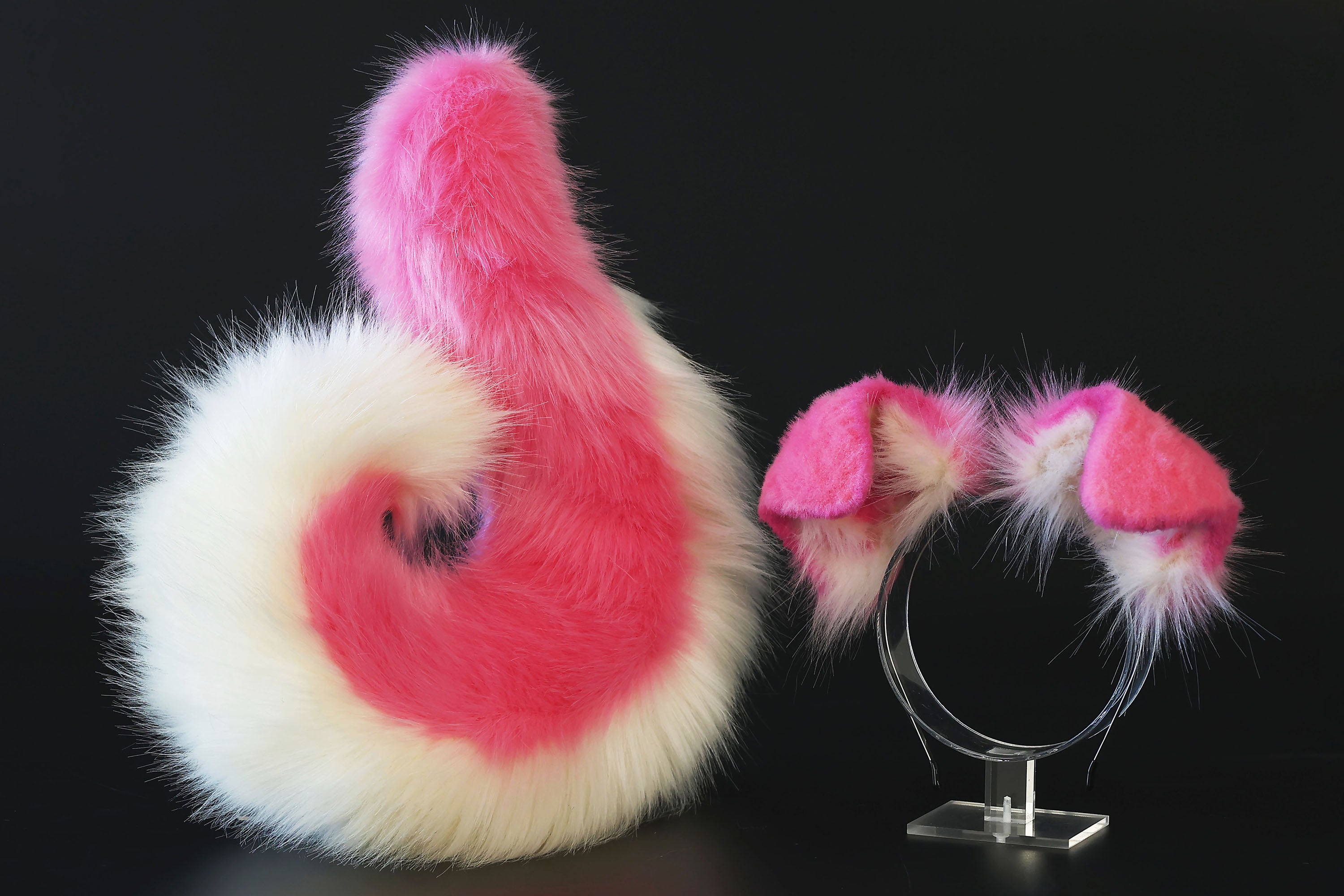 Pink beige puppy ear and tail plug set kemonomimi Shepherd dog ear and tail plug set Shiba Inu dog ear and tail butt plug set cosplay petplay puppy play