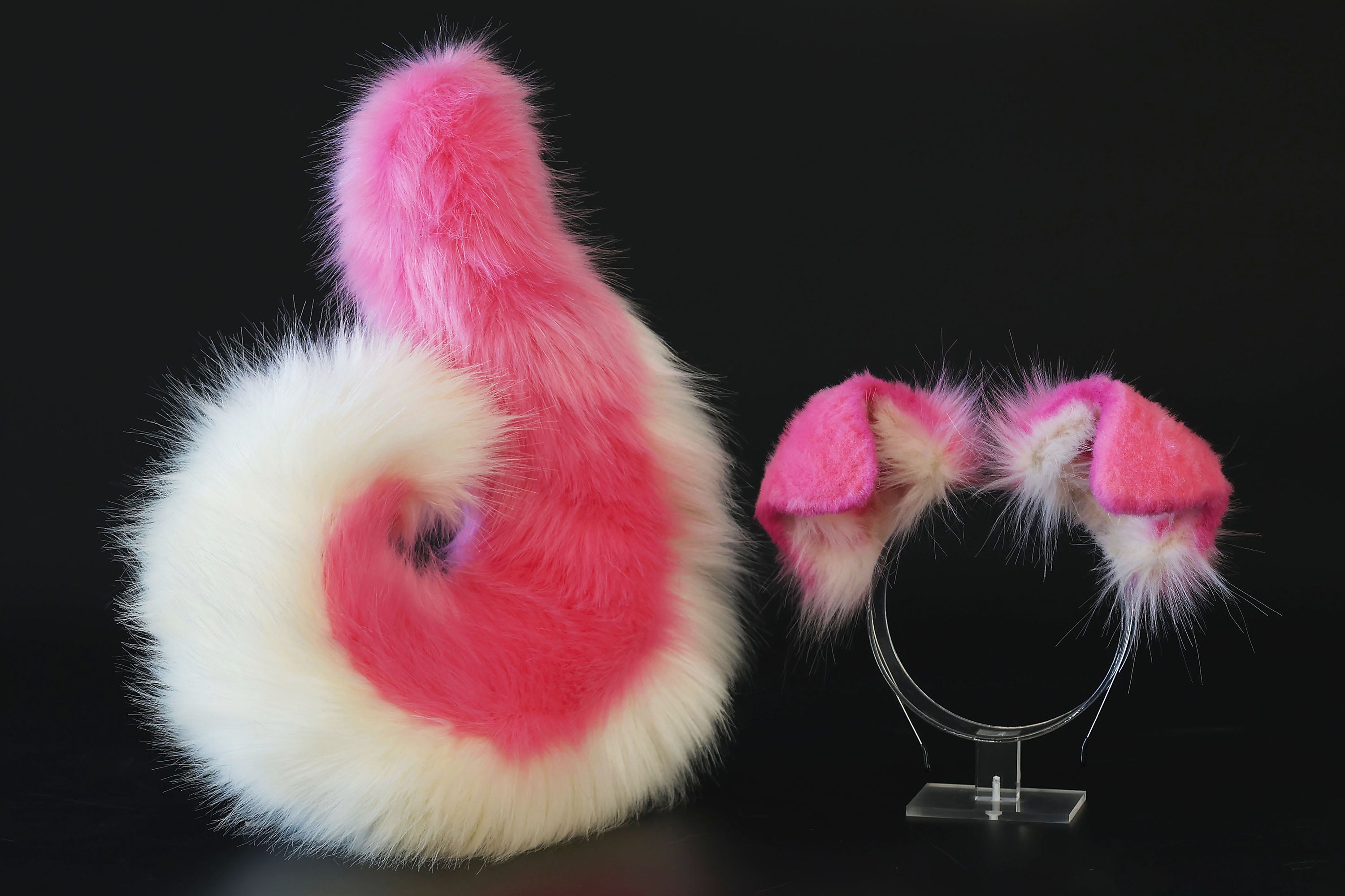 Pink beige puppy ear and tail plug set kemonomimi Shepherd dog ear and tail plug set Shiba Inu dog ear and tail butt plug set cosplay petplay puppy play