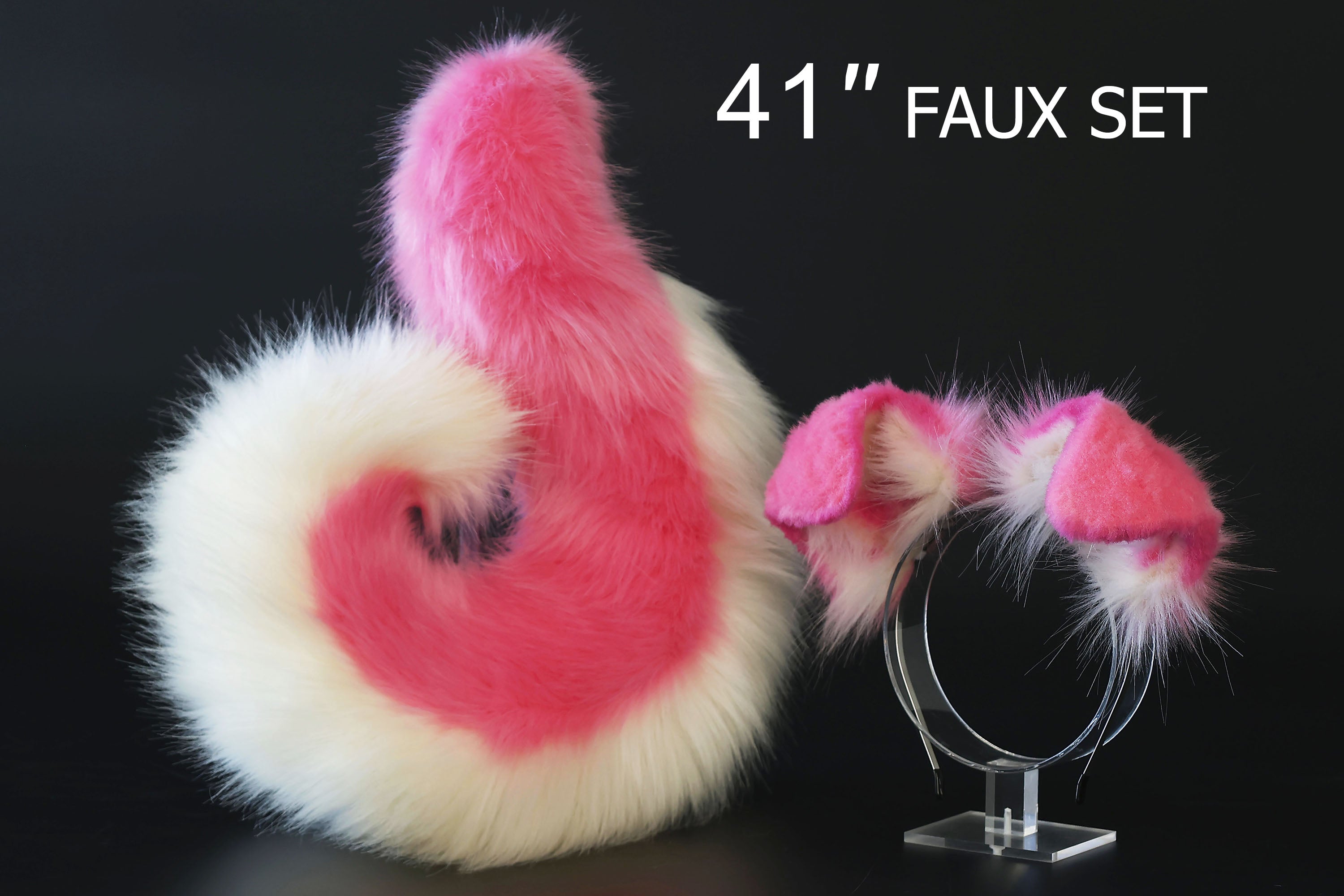 Pink beige puppy ear and tail plug set kemonomimi Shepherd dog ear and tail plug set Shiba Inu dog ear and tail butt plug set cosplay petplay puppy play