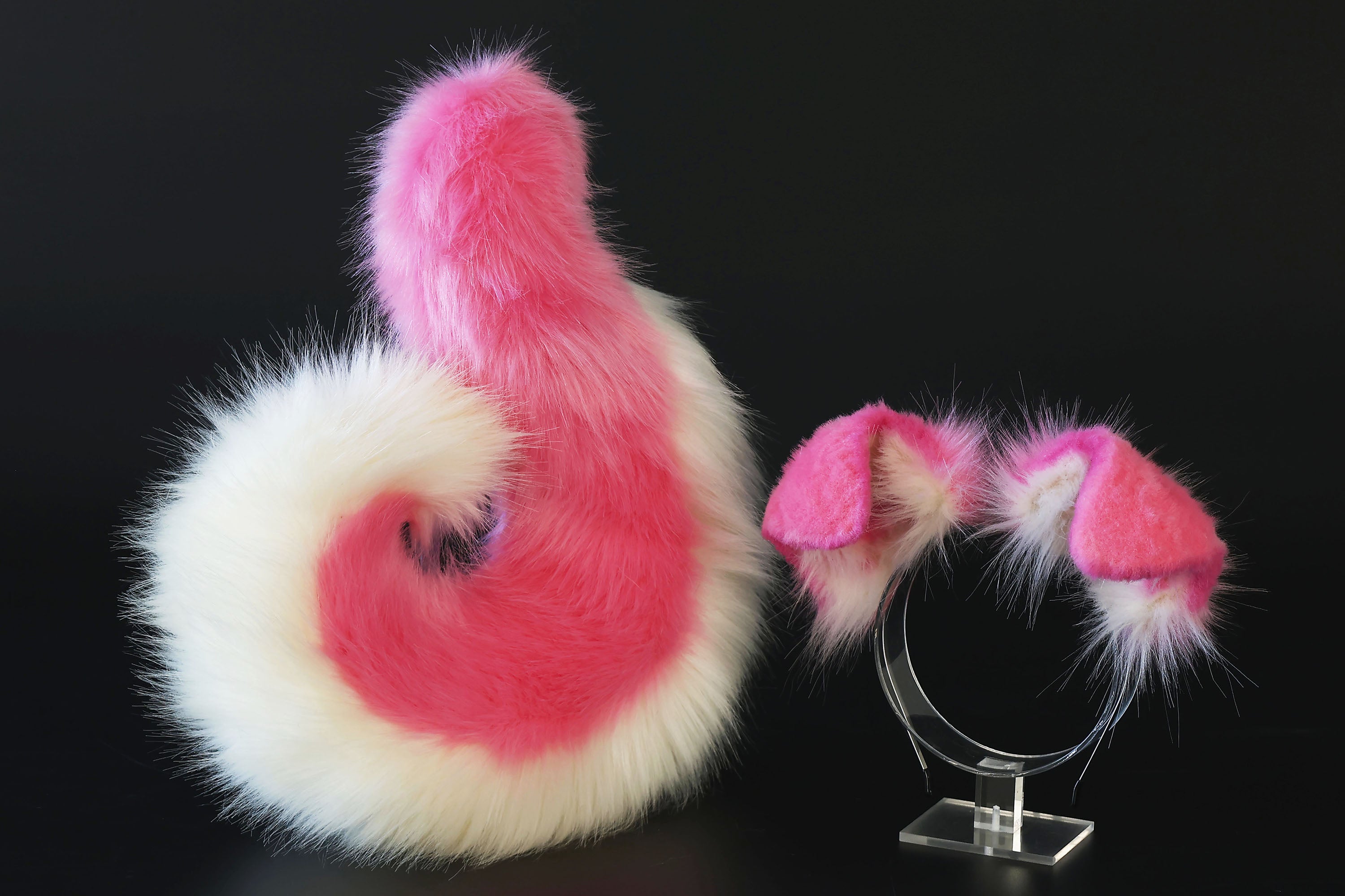 Pink beige puppy ear and tail plug set kemonomimi Shepherd dog ear and tail plug set Shiba Inu dog ear and tail butt plug set cosplay petplay puppy play