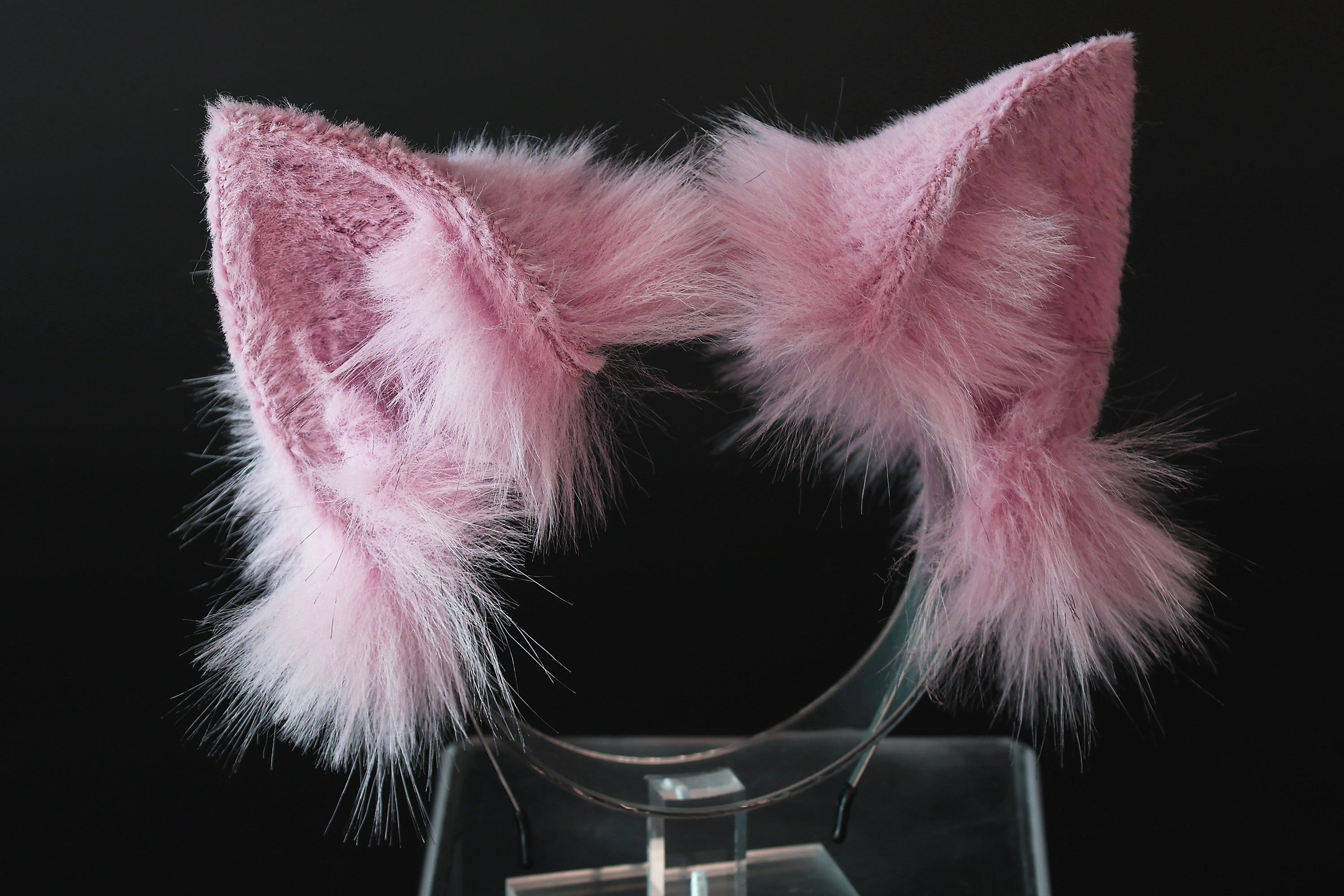 Pink fox tail butt plug and ear set realistic faux fur wolf ear and tail anime cosplay therian cat ear and tail kitten ears and tail kemonomimi furry