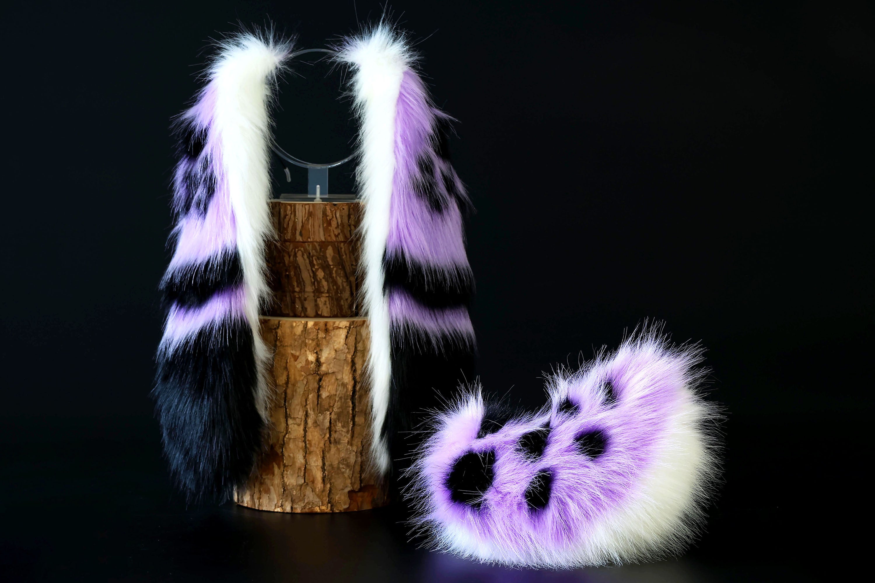 Purple soft long lop bunny ear and tail faux fur bunny ear cosplay rabbit ear and tail butt plug anime cosplay rabbit kemonomimi bunny therian costume ears and tail
