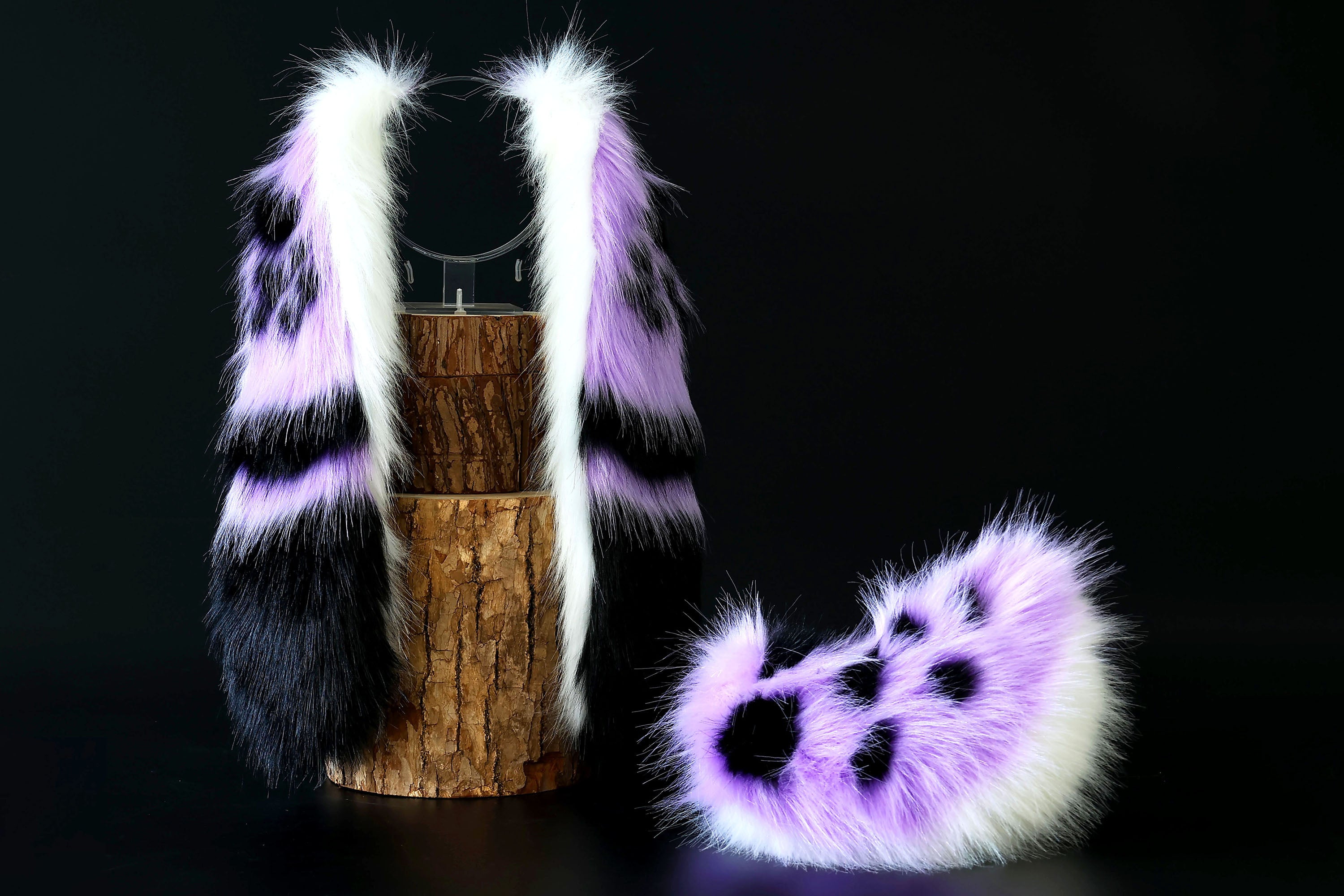 Purple soft long lop bunny ear and tail faux fur bunny ear cosplay rabbit ear and tail butt plug anime cosplay rabbit kemonomimi bunny therian costume ears and tail