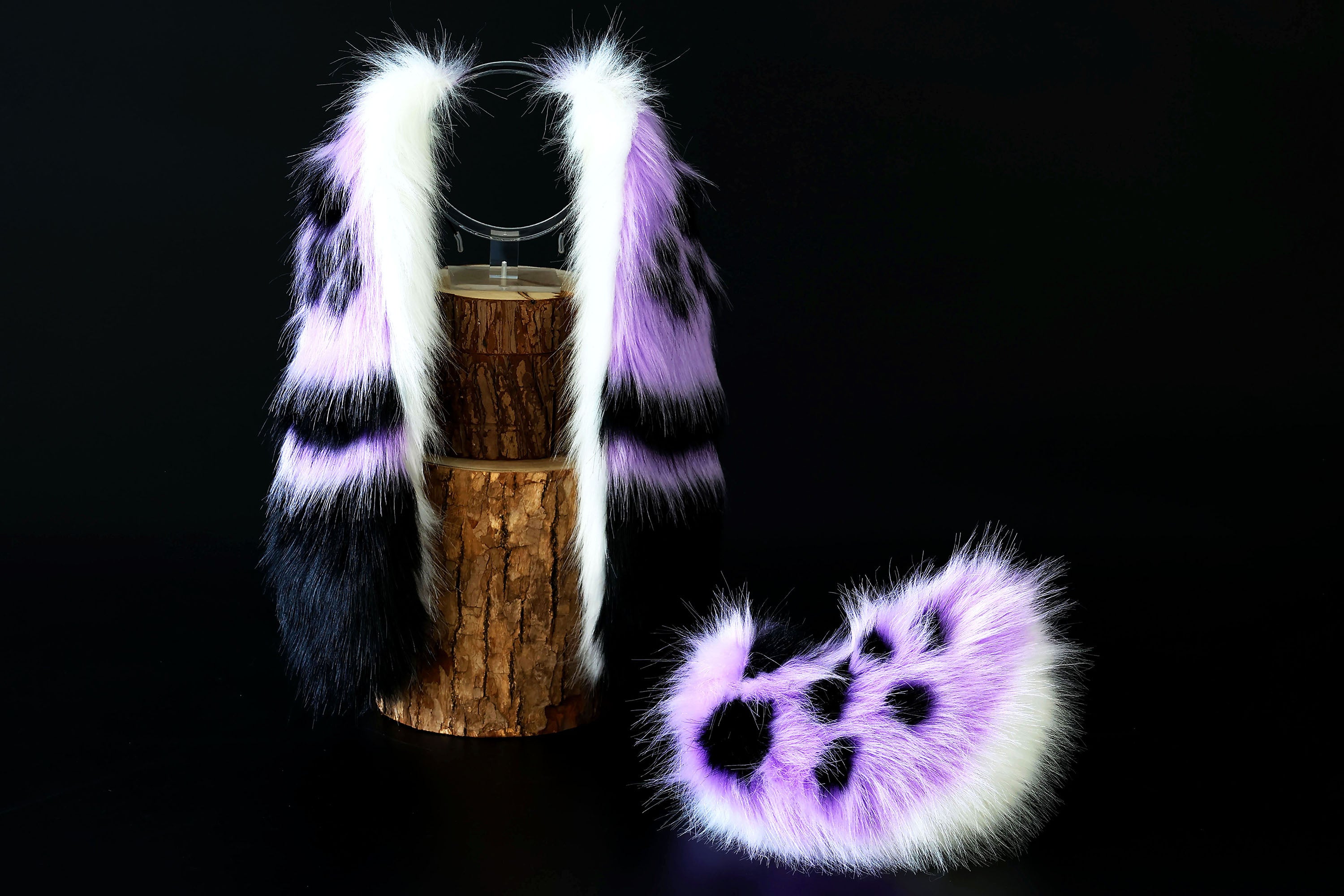 Purple soft long lop bunny ear and tail faux fur bunny ear cosplay rabbit ear and tail butt plug anime cosplay rabbit kemonomimi bunny therian costume ears and tail