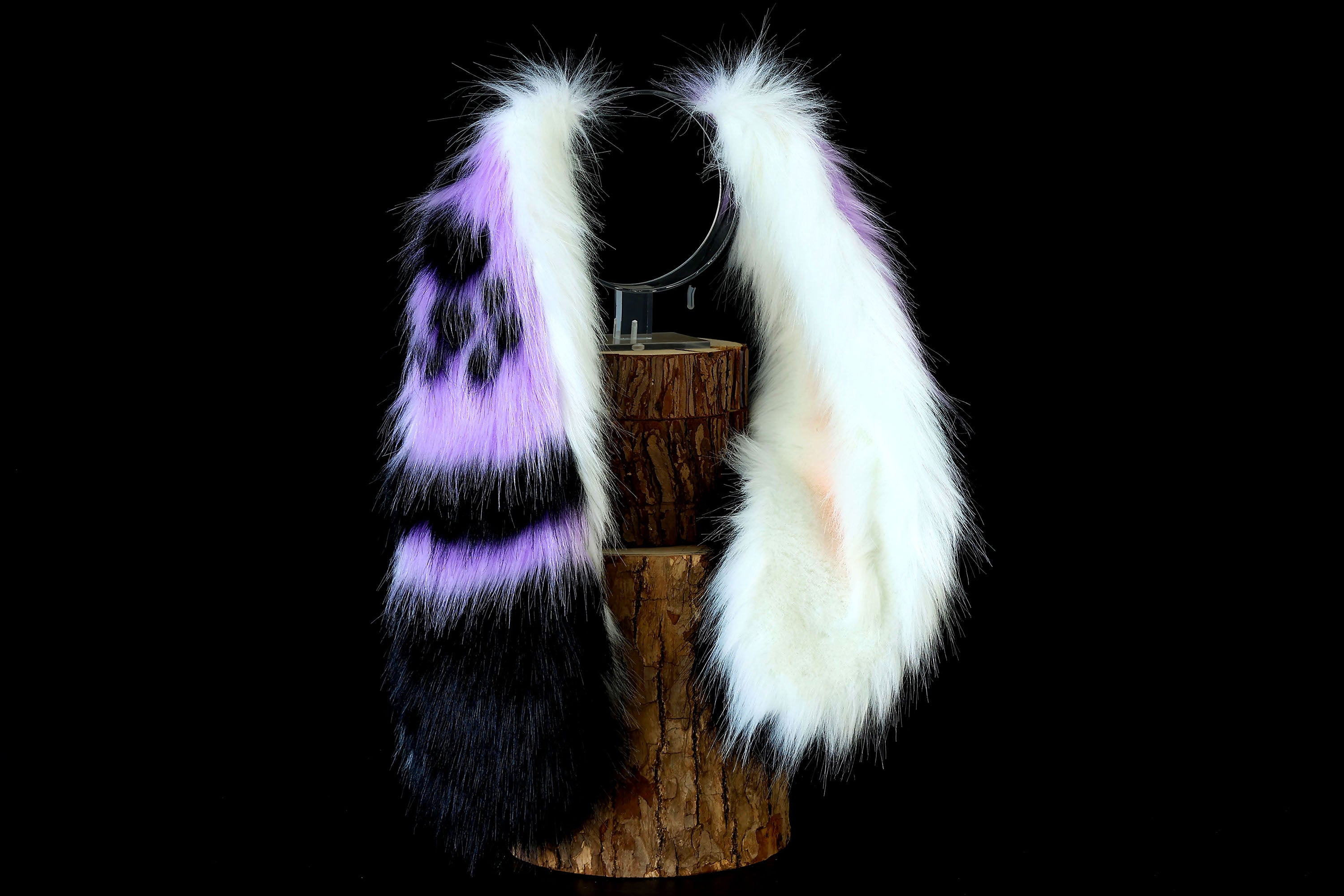 Purple soft long lop bunny ear and tail faux fur bunny ear cosplay rabbit ear and tail butt plug anime cosplay rabbit kemonomimi bunny therian costume ears and tail