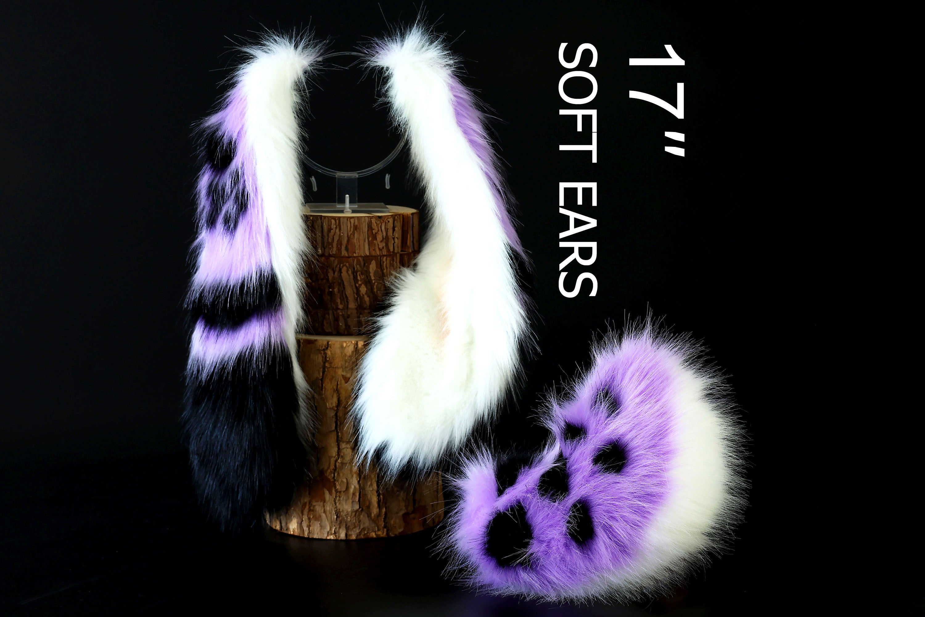 Purple soft long lop bunny ear and tail faux fur bunny ear cosplay rabbit ear and tail butt plug anime cosplay rabbit kemonomimi bunny therian costume ears and tail