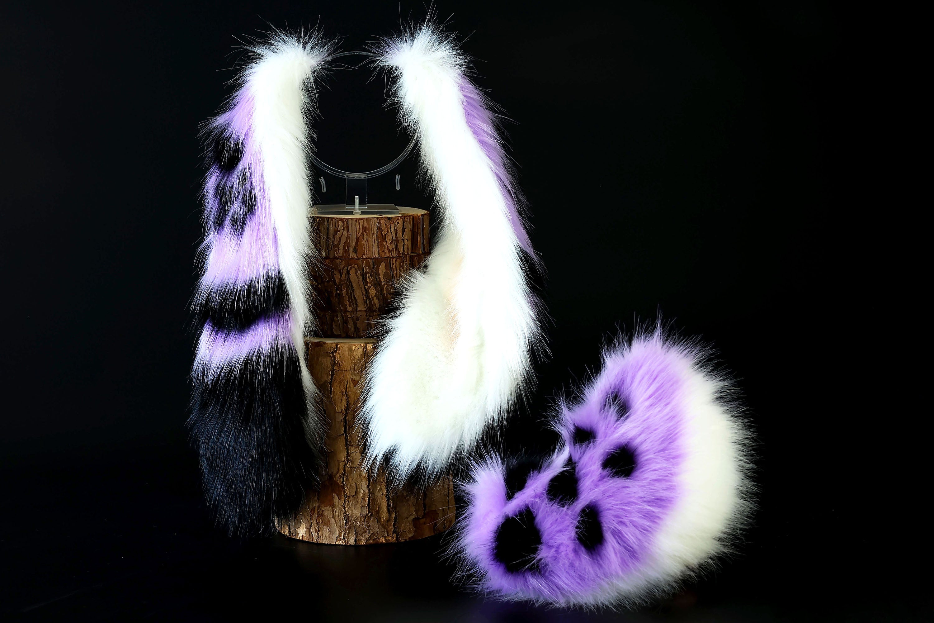 Purple soft long lop bunny ear and tail faux fur bunny ear cosplay rabbit ear and tail butt plug anime cosplay rabbit kemonomimi bunny therian costume ears and tail