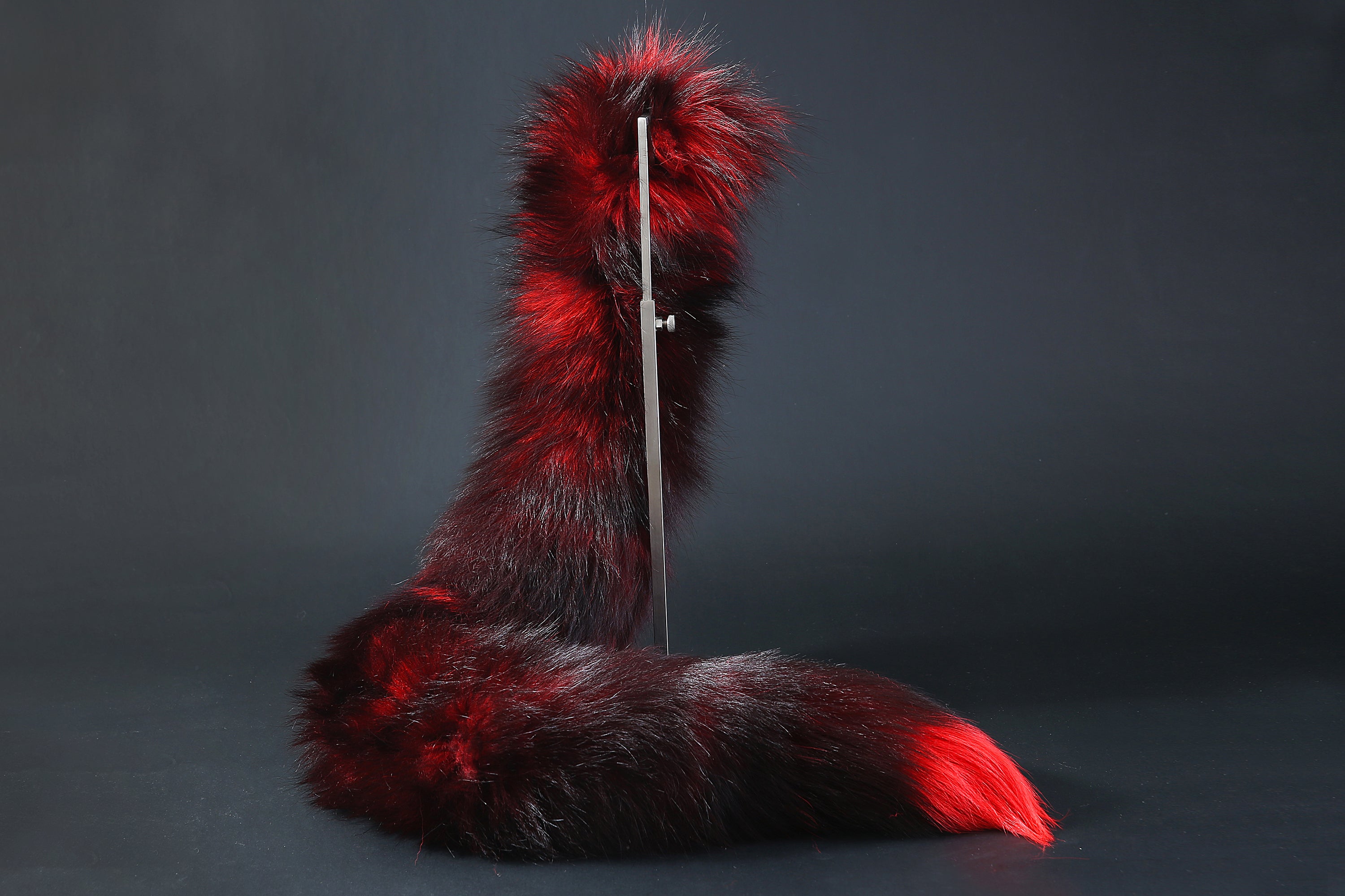 Red black real fur fox tail plug and ear set - fox ear and tail buttplug - wolf tail butt plug - anal plug tail cat ear anime cosplay -mature