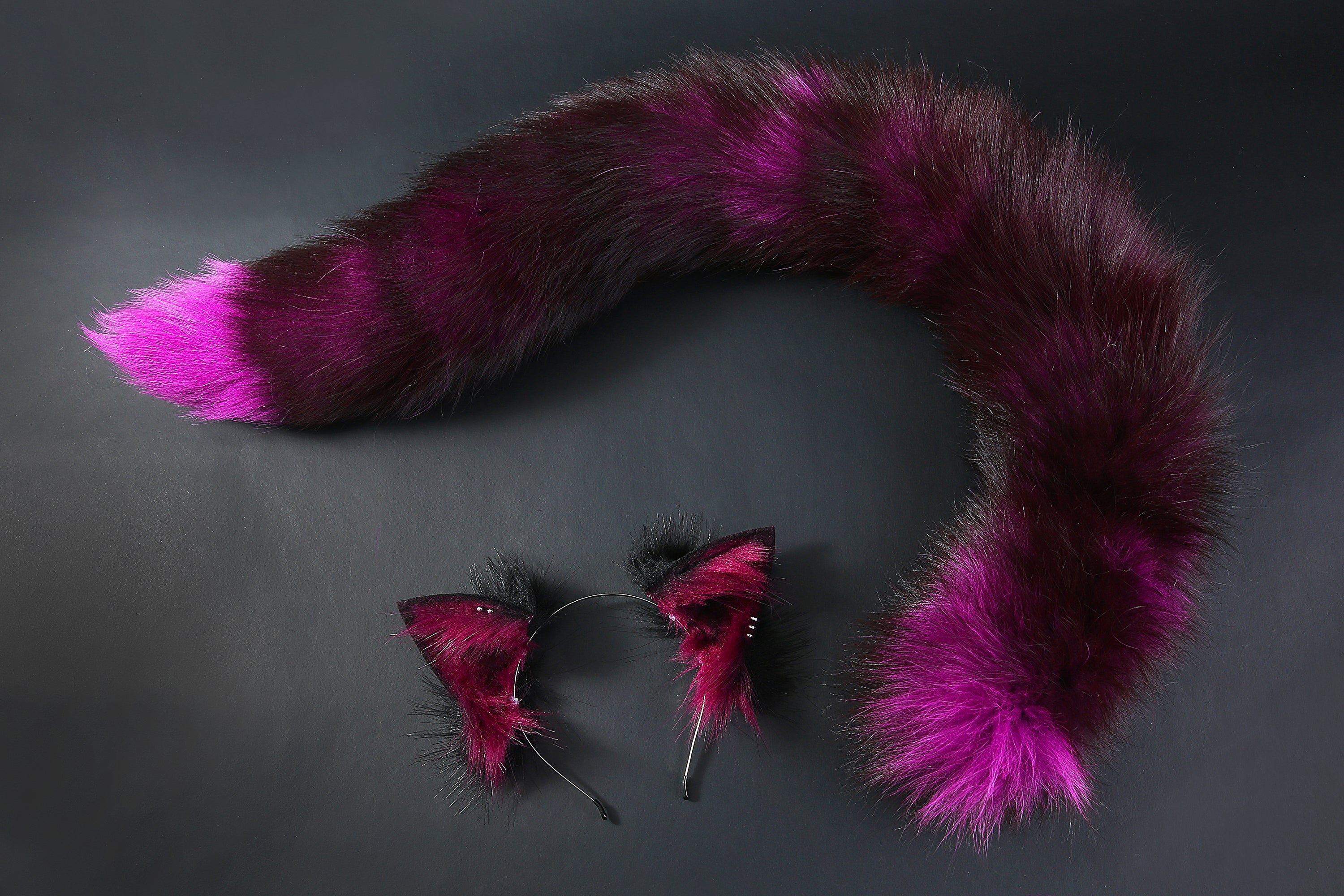 Purple fox tail plug and ear set - fox ear and tail buttplug - wolf tail butt plug - anal plug tail cat ear anime cosplay -mature