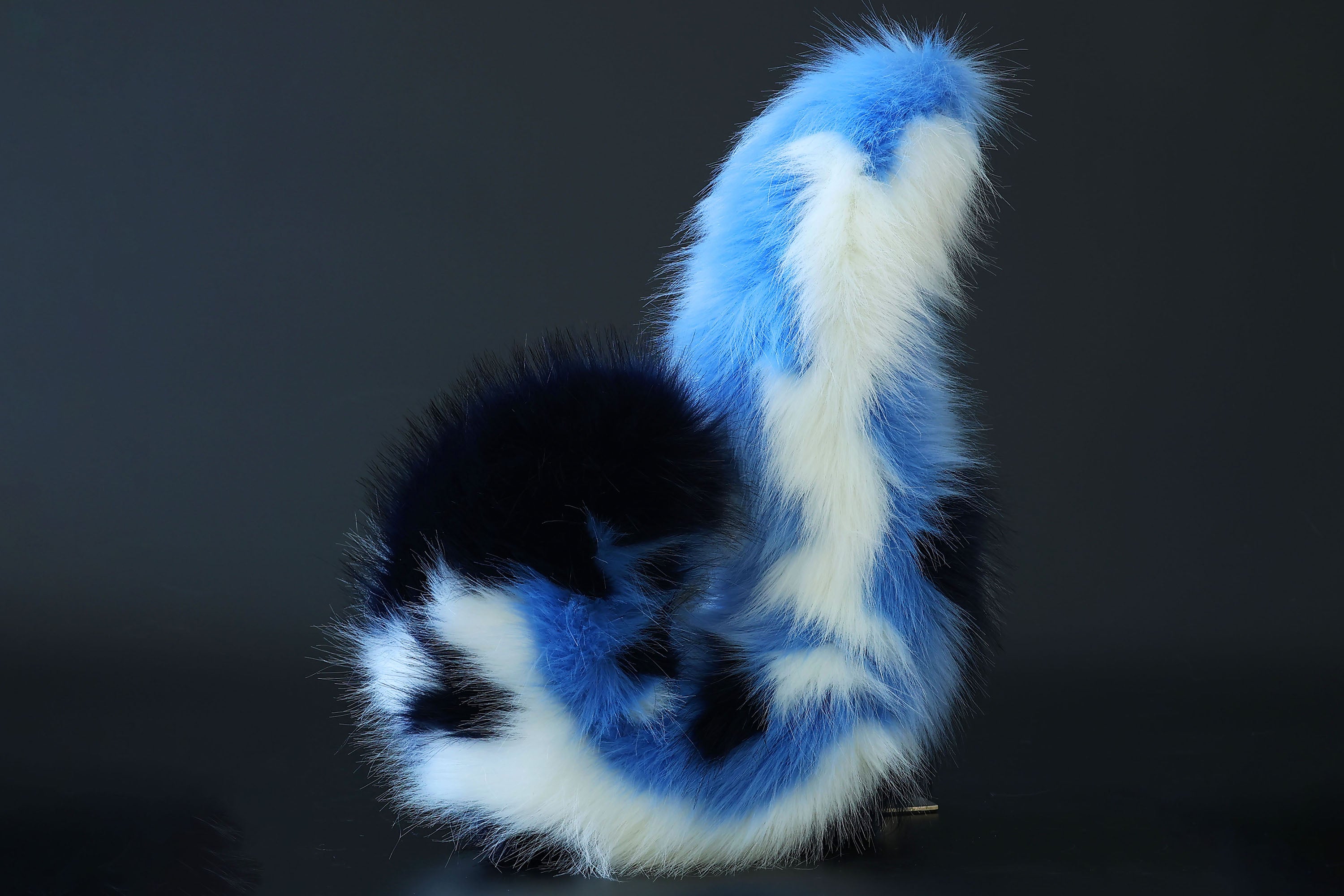 Realistic calico faux fur cat tail and ear kemonomimi kitten ear and tail butt plug anime cosplay therian puppy ear and tail dog ears and tail blue furry