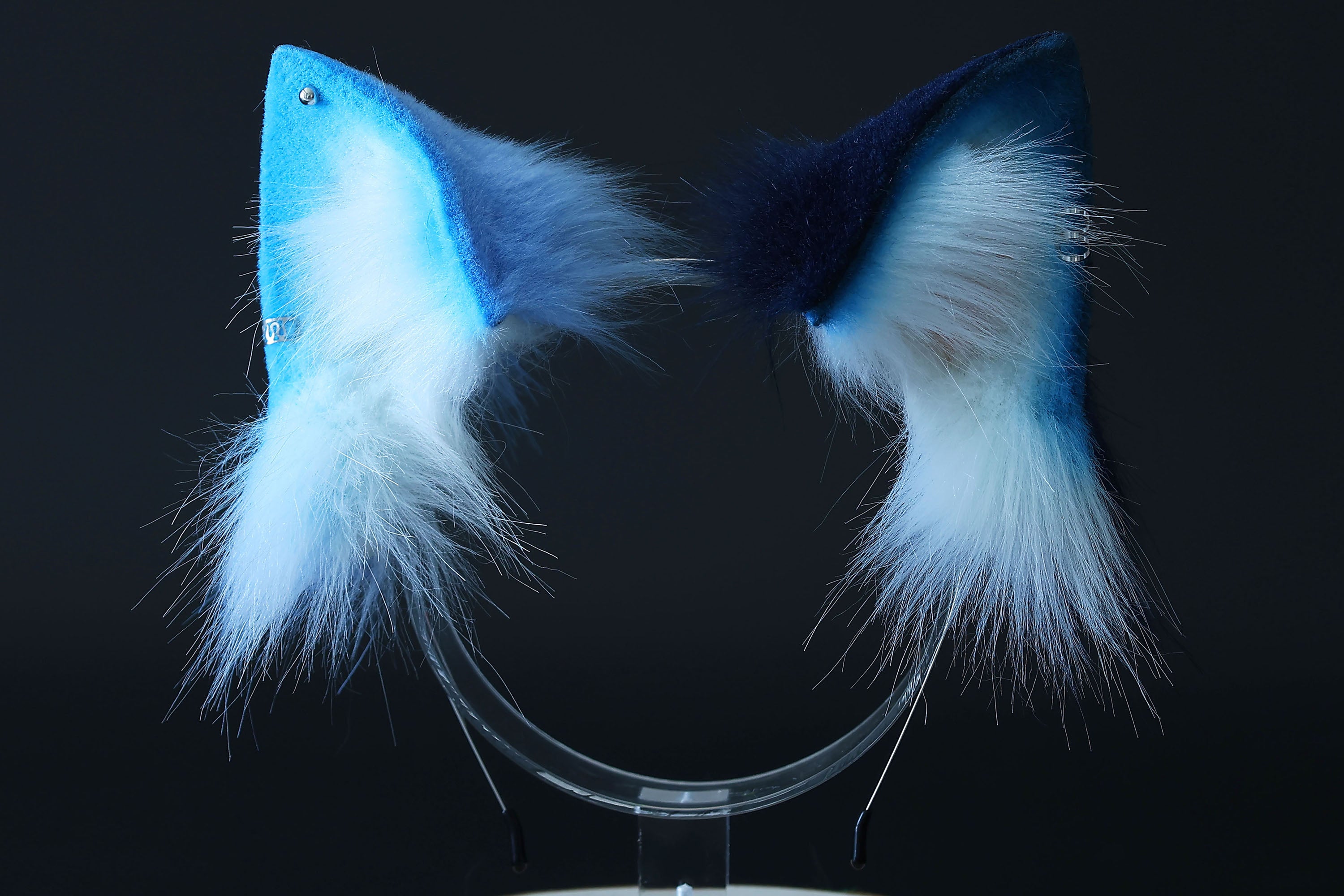 Realistic calico faux fur cat tail and ear kemonomimi kitten ear and tail butt plug anime cosplay therian puppy ear and tail dog ears and tail blue furry