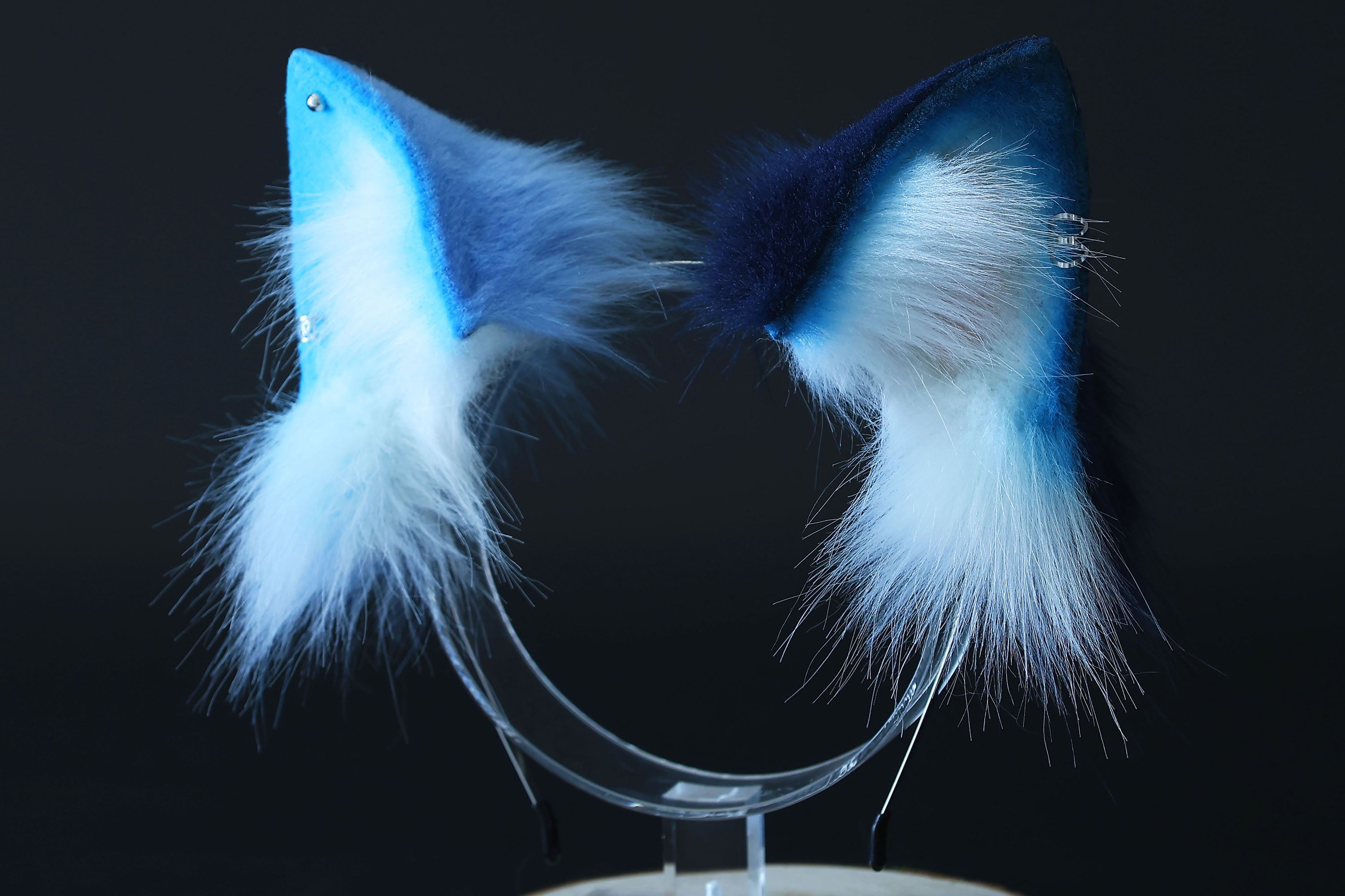 Realistic calico faux fur cat tail and ear kemonomimi kitten ear and tail butt plug anime cosplay therian puppy ear and tail dog ears and tail blue furry