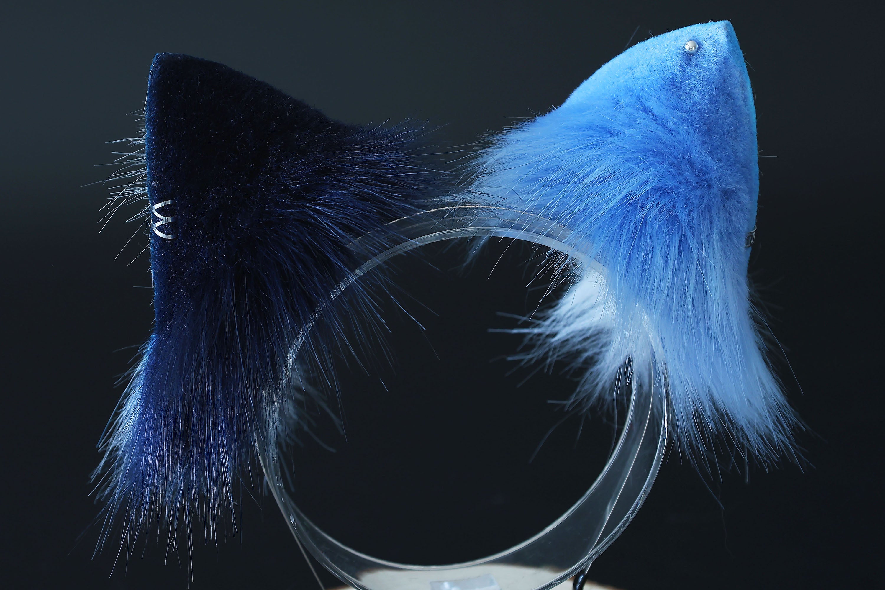 Realistic calico faux fur cat tail and ear kemonomimi kitten ear and tail butt plug anime cosplay therian puppy ear and tail dog ears and tail blue furry