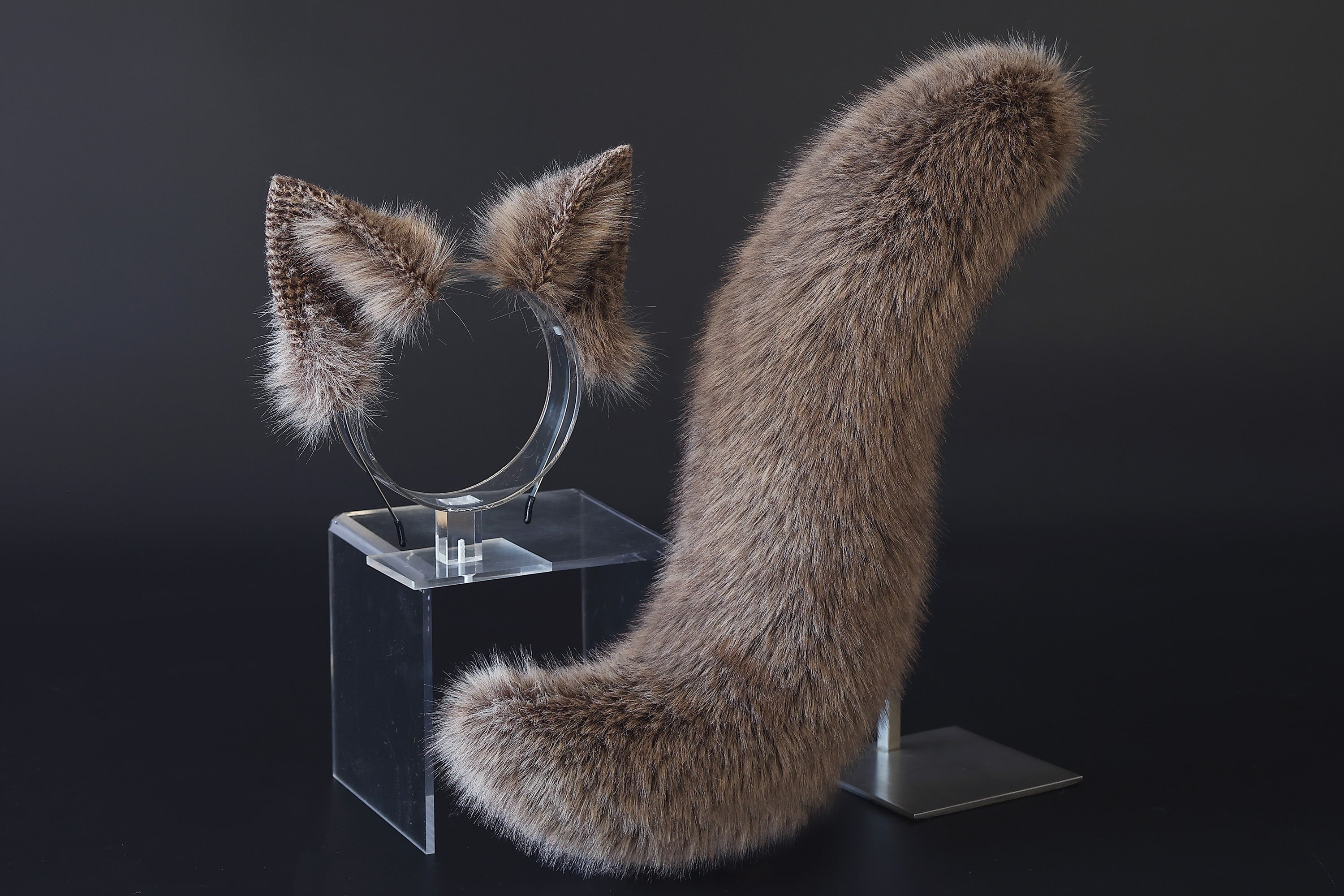 Realistic faux fur fox tail plug and ear set wolf ear and tail anime cosplay therian cat ear and tail kitten ears and tail kemonomimi furry ears